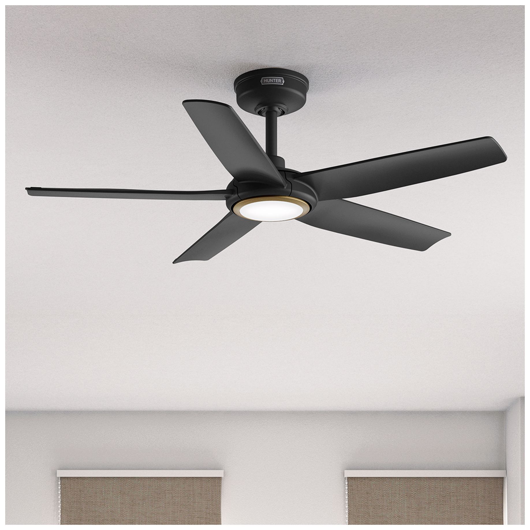 Image 3 Hunter 44 inch 5 Blade Zentech Wi-Fi Matte Black Damp Rated Ceiling Fan more views
