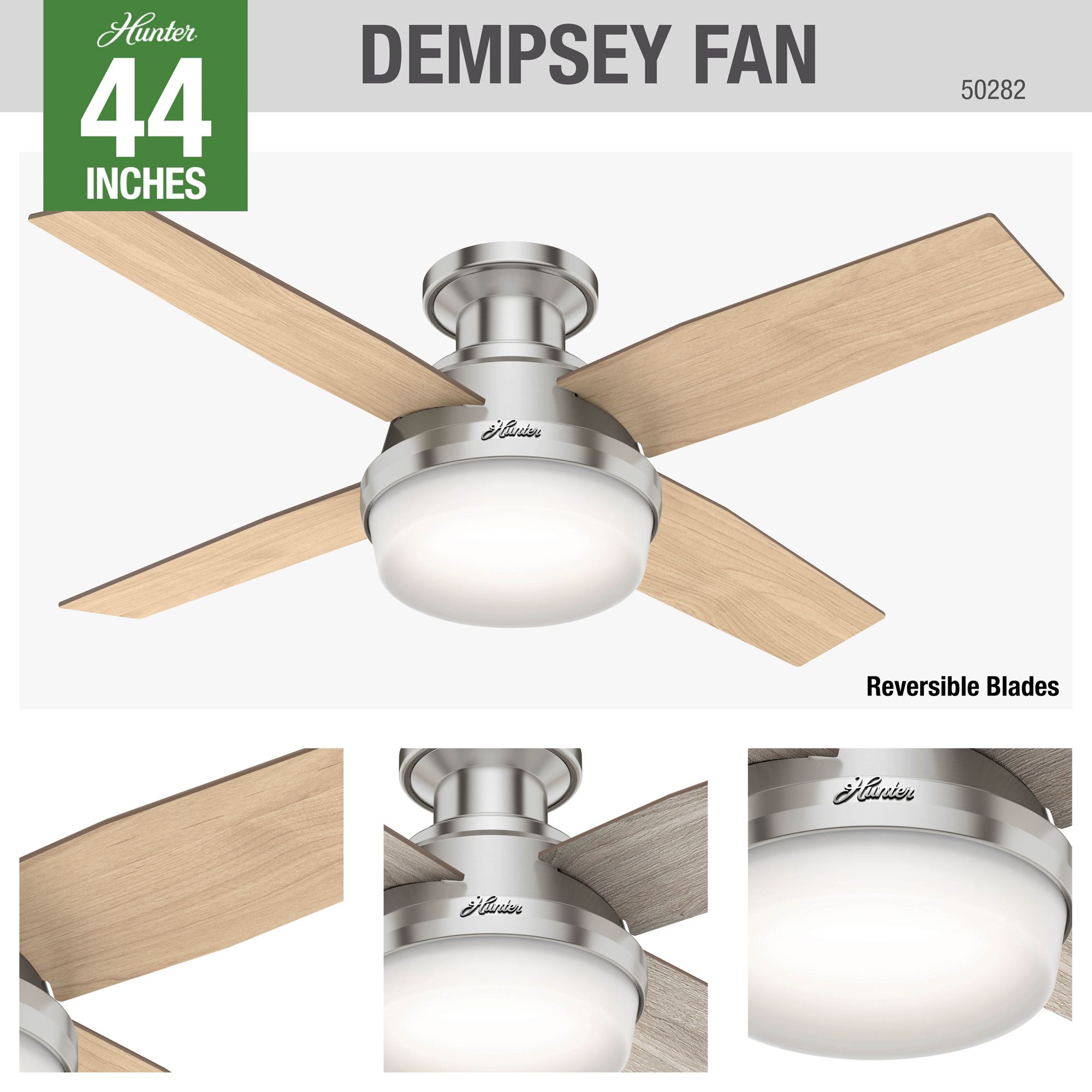 Thumbnail4 of Hunter 44" Dempsey Brushed Nickel LED Indoor Ceiling Fan with Remote more views
