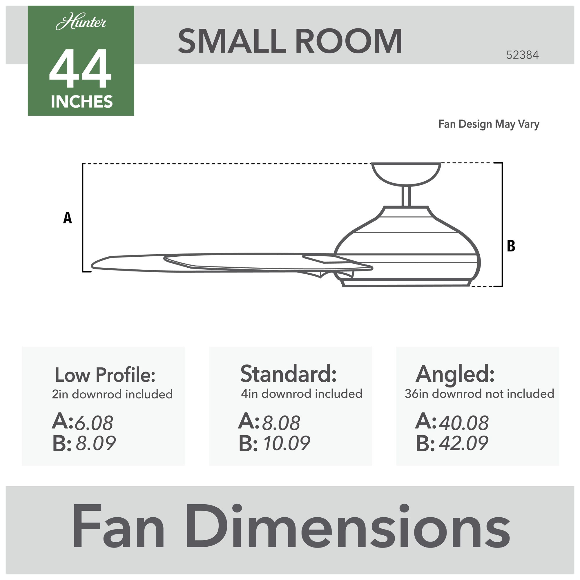 Hunter 44 inch Presto Dove Grey Ceiling Fan and Wall Control