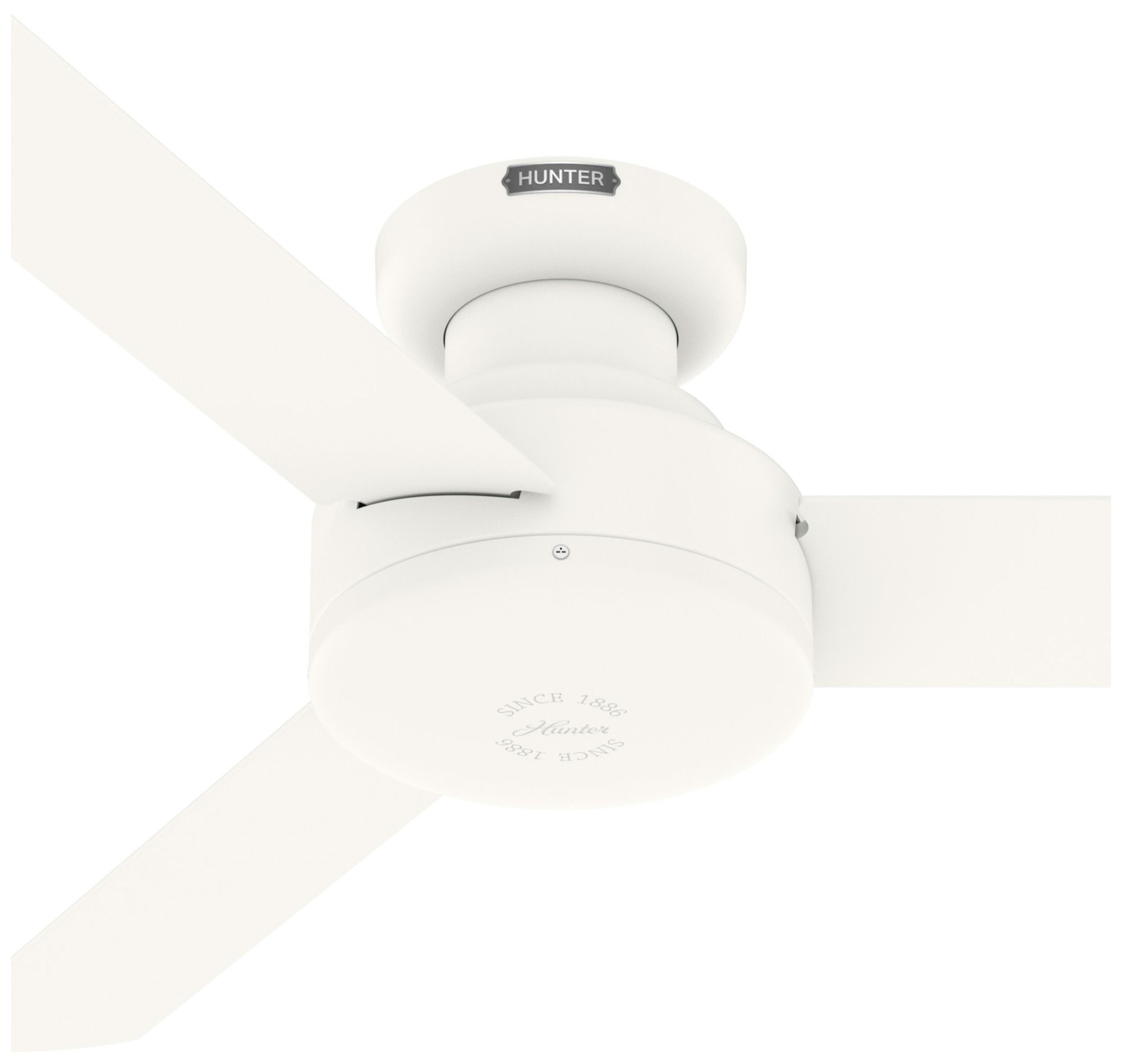 Hunter 44 inch Presto Matte White Low Profile Ceiling Fan and Wall Control