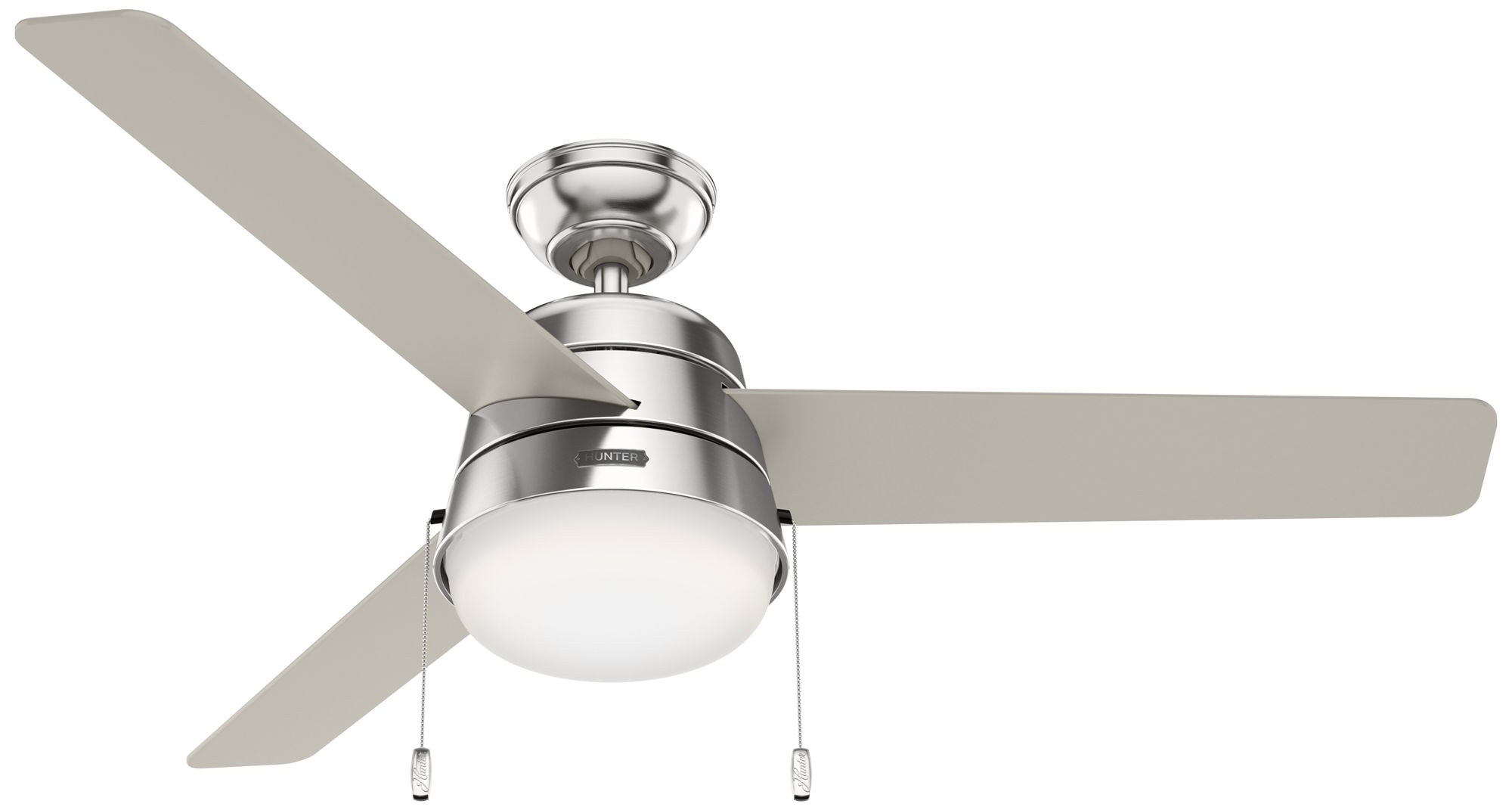 Thumbnail1 of Hunter 52" Aker Brushed Nickel Ceiling Fan with Light Kit and Pull Chain