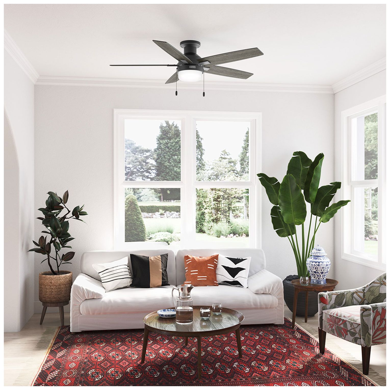 Hunter 52" Anisten Matte Black Low Profile Ceiling Fan with LED Light Kit