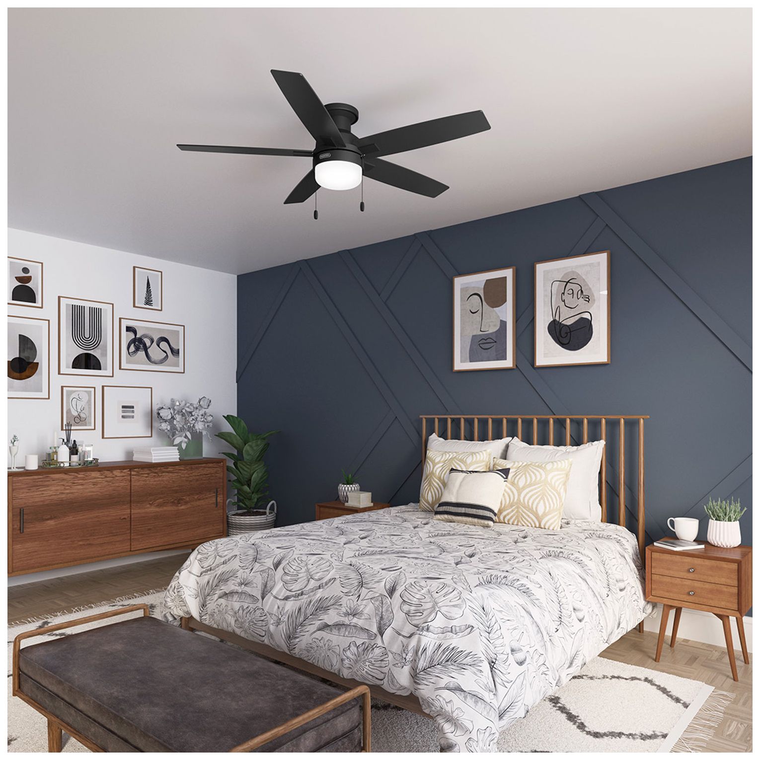 Hunter 52" Anisten Matte Black Low Profile Ceiling Fan with LED Light Kit