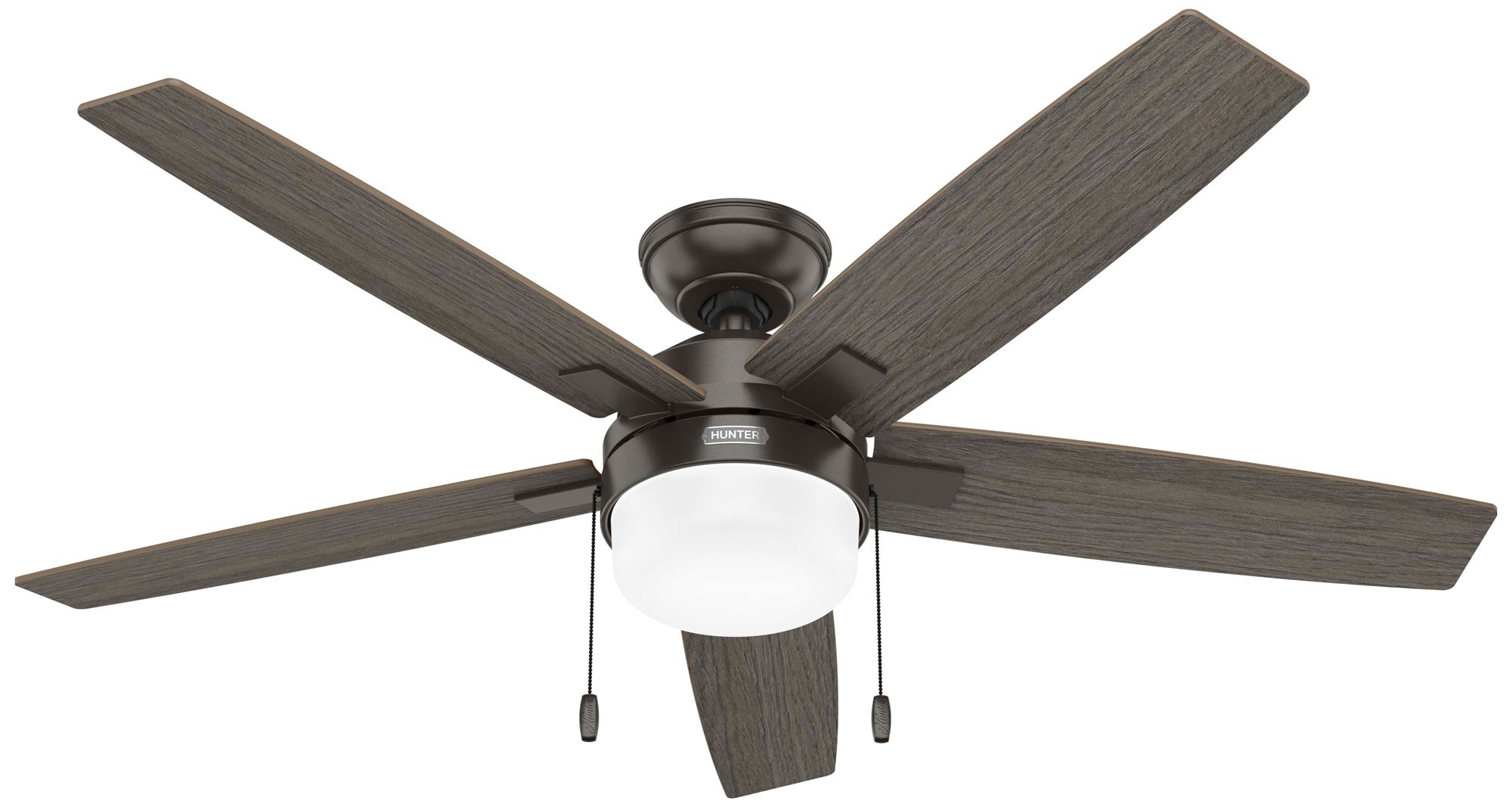 Image 2 Hunter 52" Anisten Noble Bronze Fan with Grey Walnut/Warm Grey Oak Blades