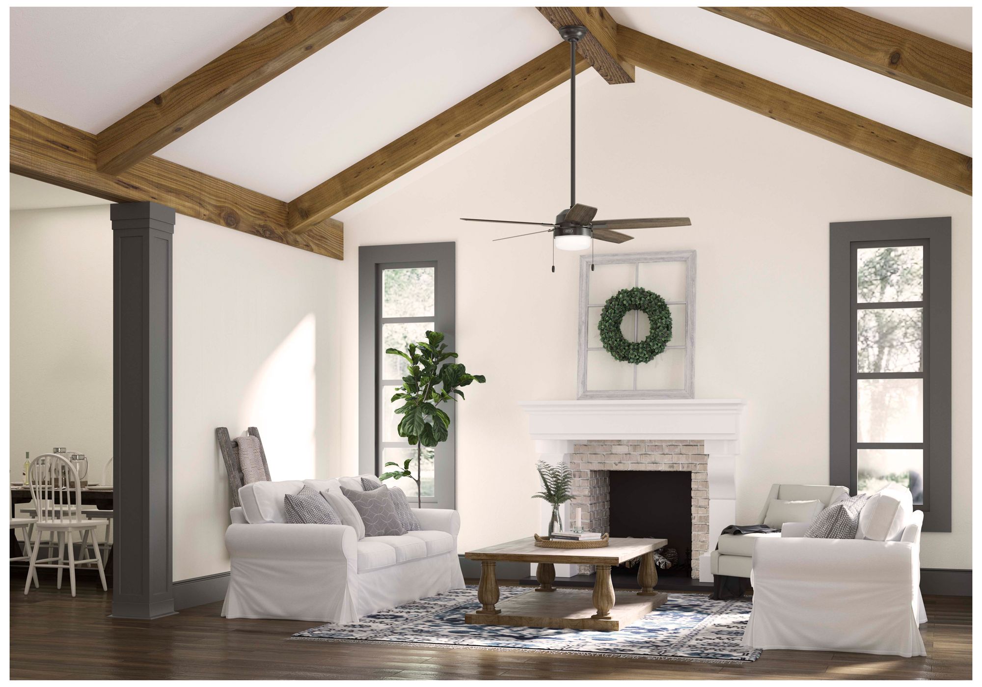 Hunter 52" Anisten Noble Bronze Fan with Grey Walnut/Warm Grey Oak Blades