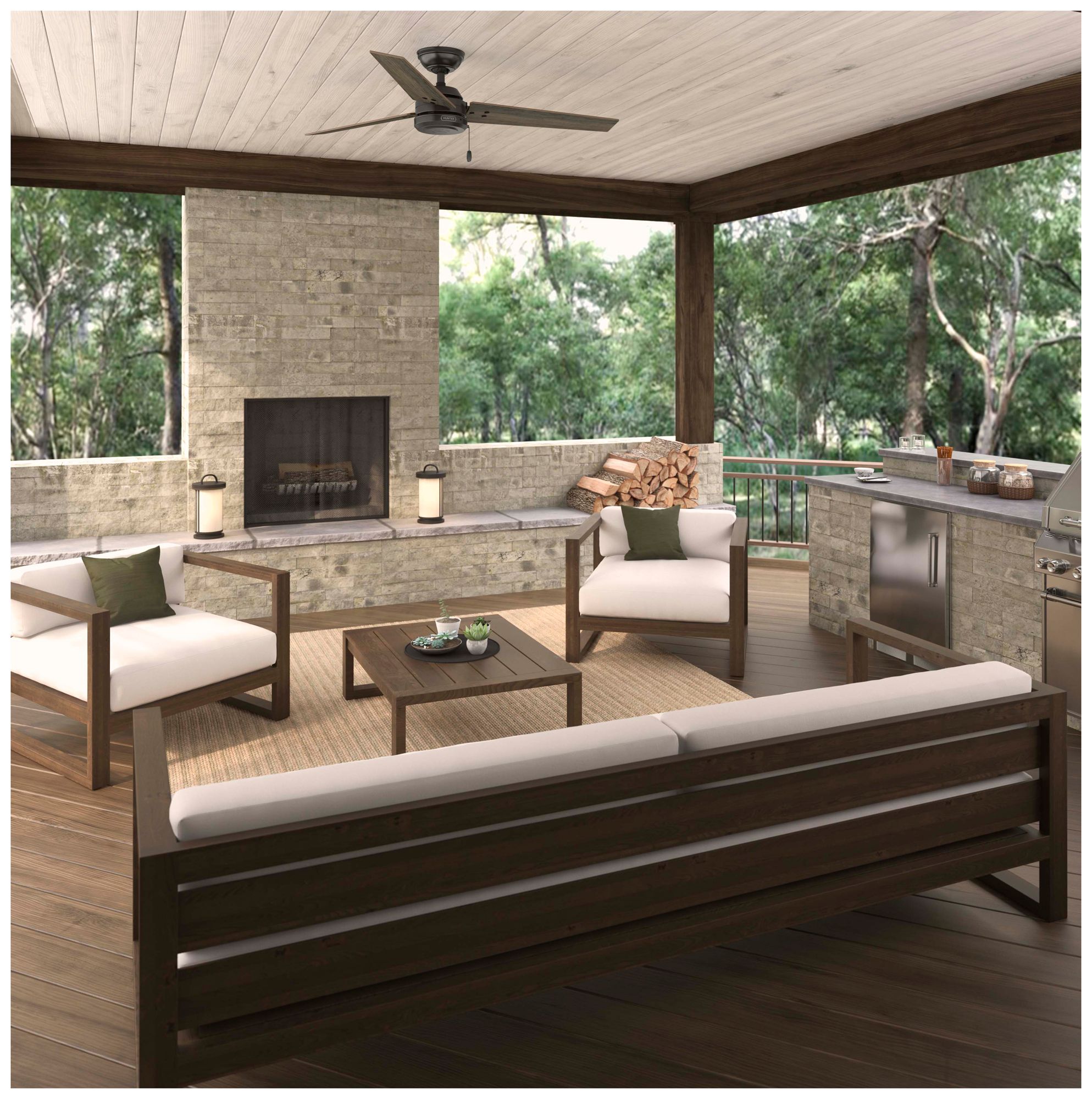 Image 3 Hunter 52" Cassius Noble Bronze Fan with Warm Grey Oak/Dark Gray Oak Blades more views