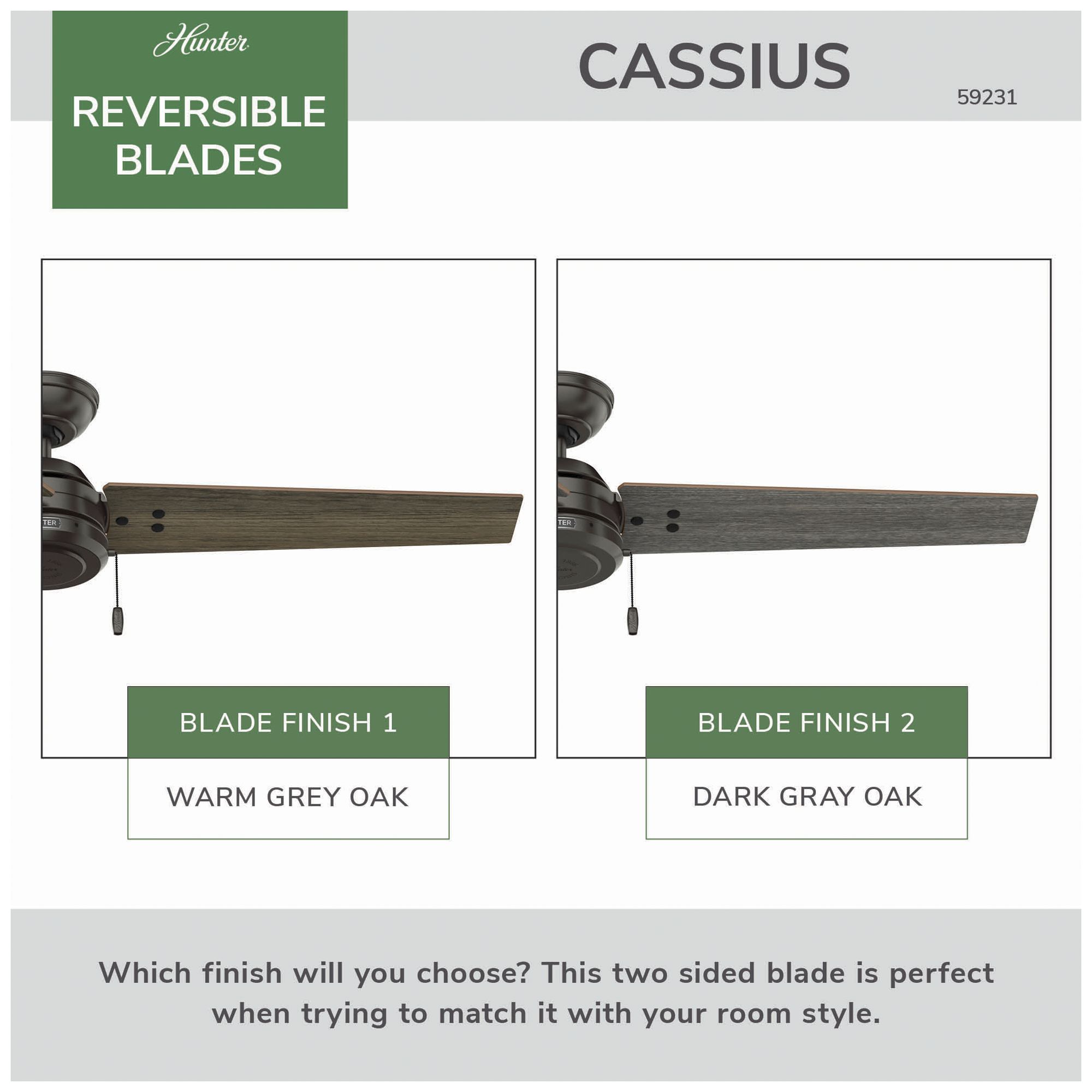 Image 7 Hunter 52" Cassius Noble Bronze Fan with Warm Grey Oak/Dark Gray Oak Blades more views