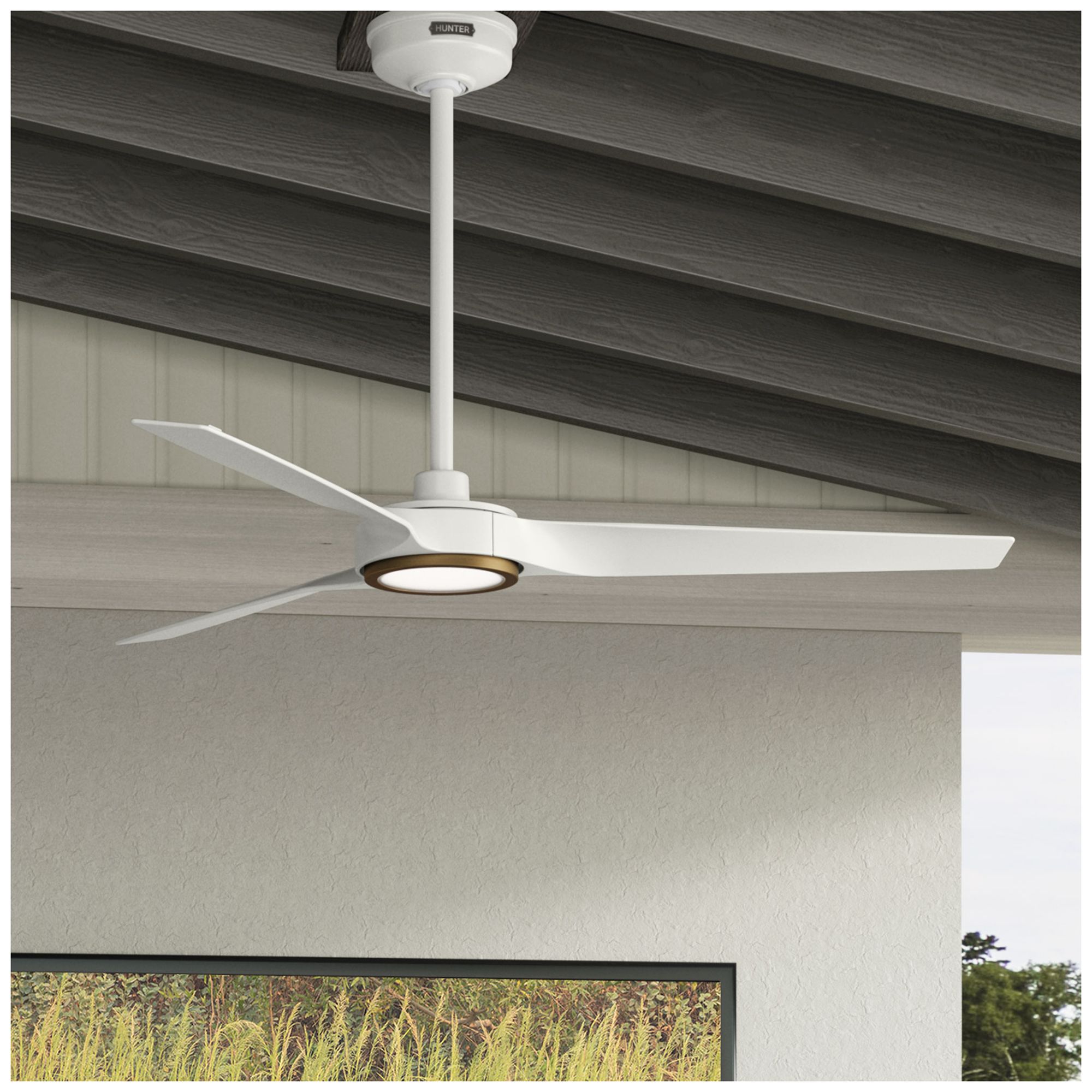 Image 3 Hunter 52 inch 3 Blade Zentech Wi-Fi Fresh White Damp Rated Fan more views