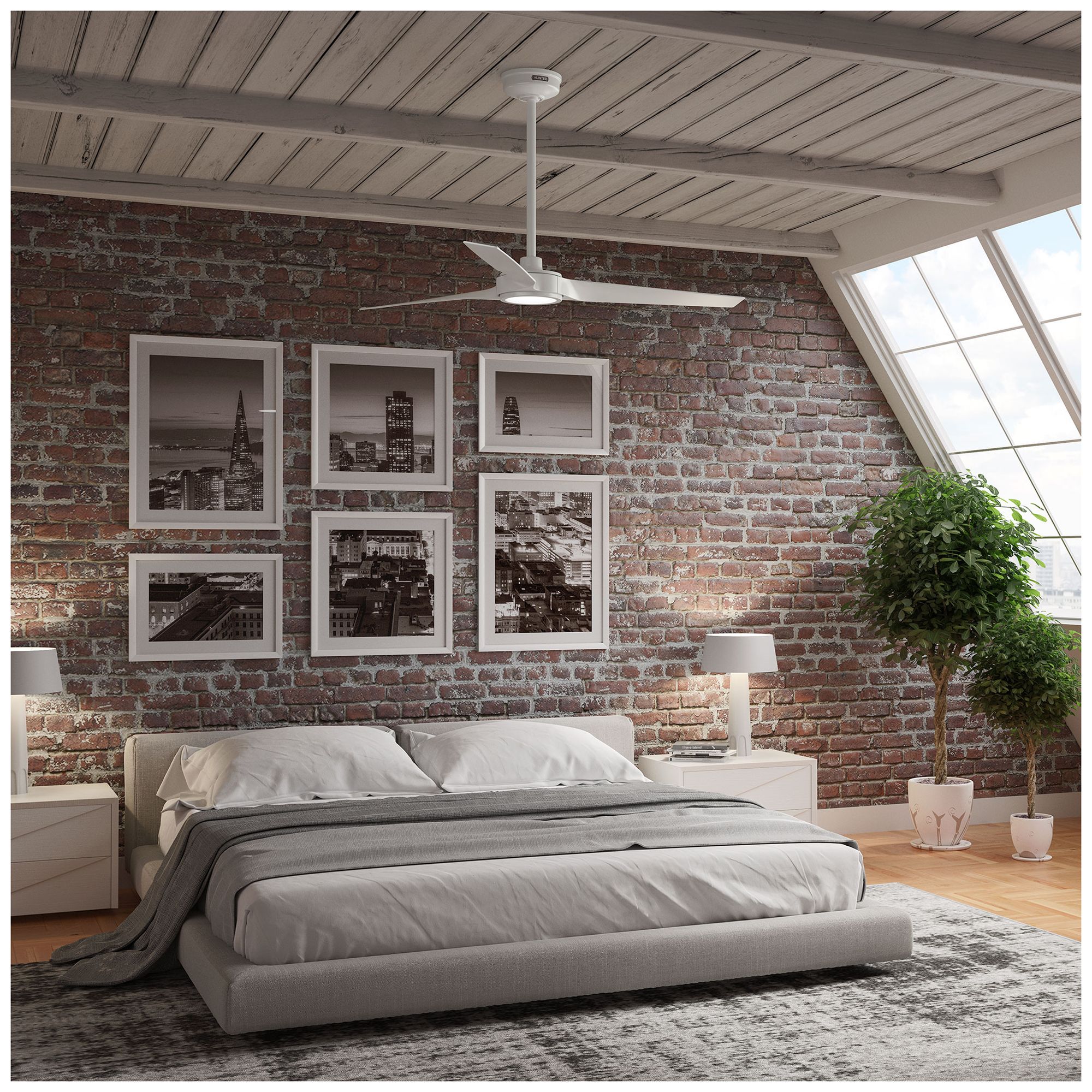 Hunter 52 inch 3 Blade Zentech Wi-Fi Fresh White Damp Rated Fan