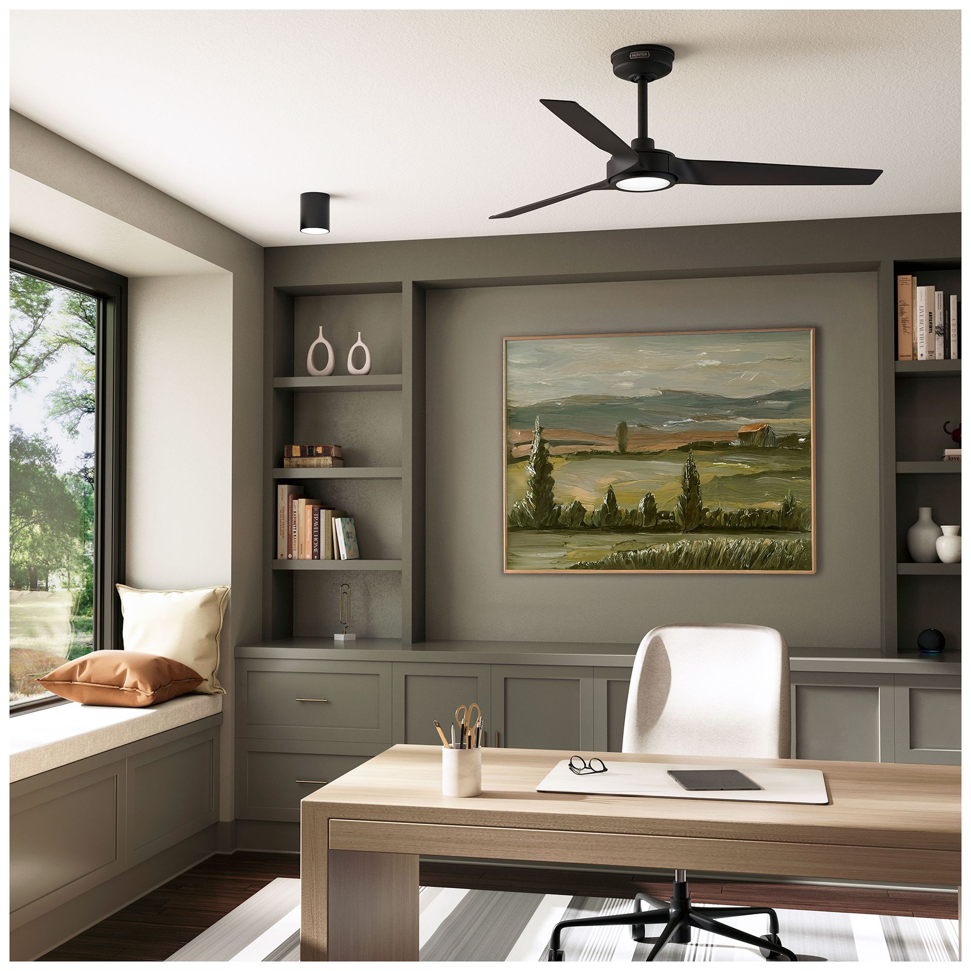 Image 2 Hunter 52 inch 3 Blade Zentech Wi-Fi Matte Black Damp Rated Ceiling Fan more views