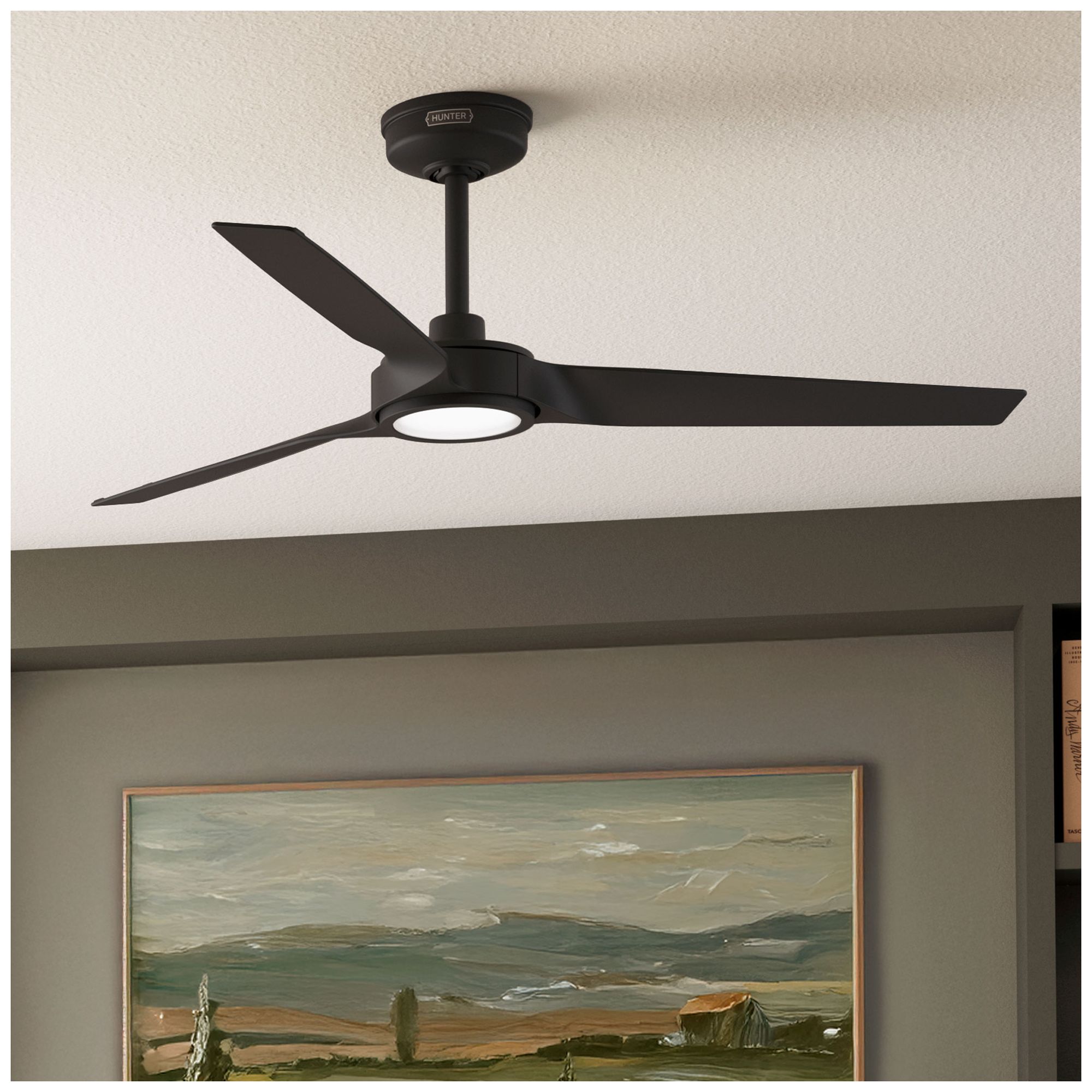 Image 3 Hunter 52 inch 3 Blade Zentech Wi-Fi Matte Black Damp Rated Ceiling Fan more views