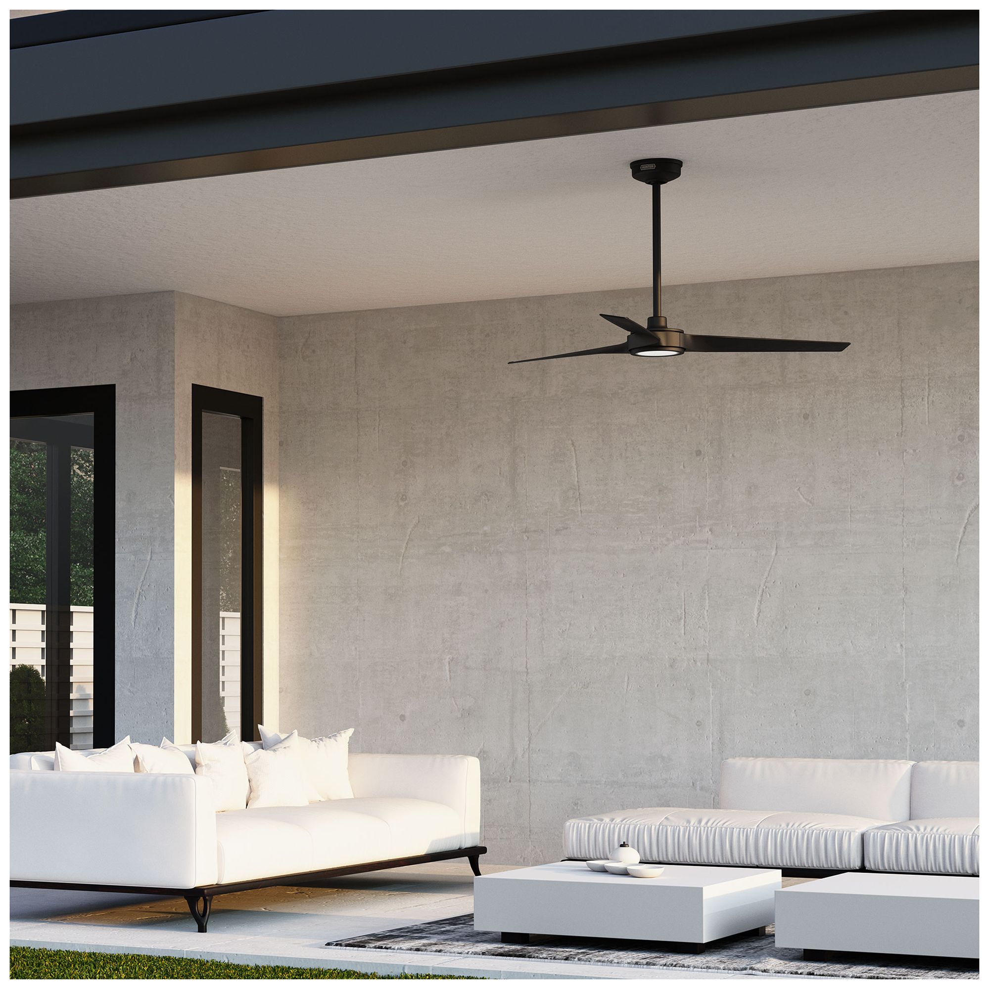 Hunter 52 inch 3 Blade Zentech Wi-Fi Matte Black Damp Rated Ceiling Fan