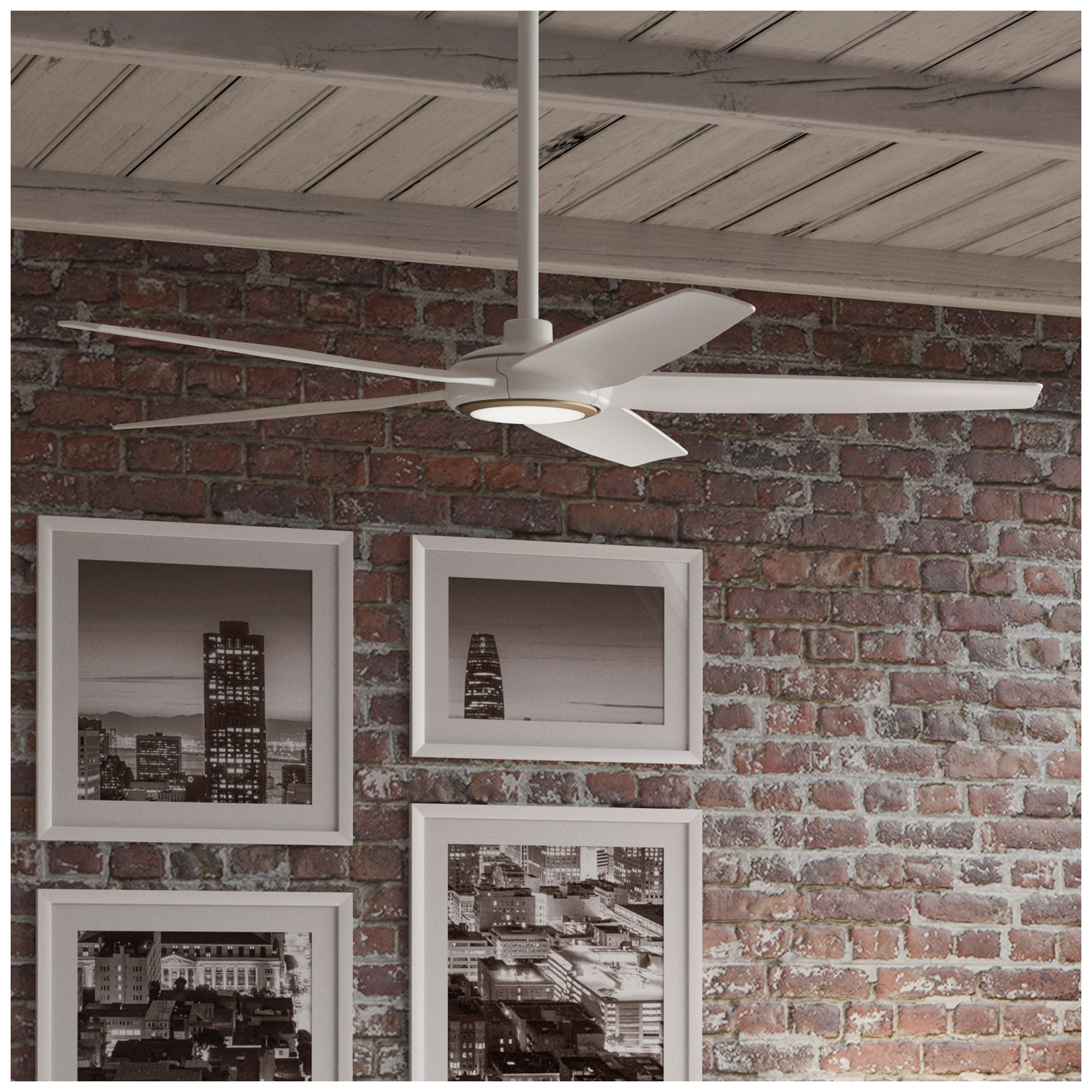 Image 3 Hunter 52 inch 5 Blade Zentech Wi-Fi Fresh White Damp Rated Ceiling Fan more views