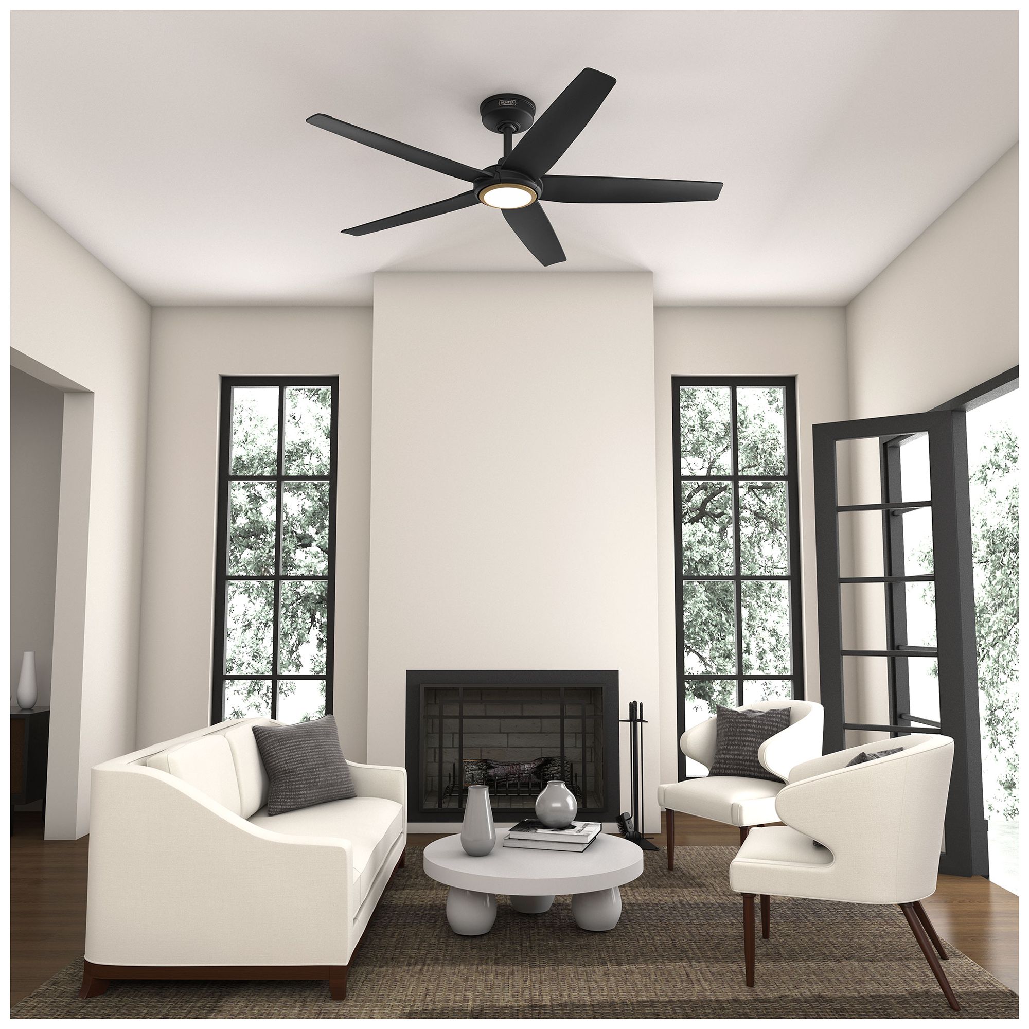 Image 2 Hunter 52 inch 5 Blade Zentech Wi-Fi Matte Black Damp Rated Ceiling Fan more views