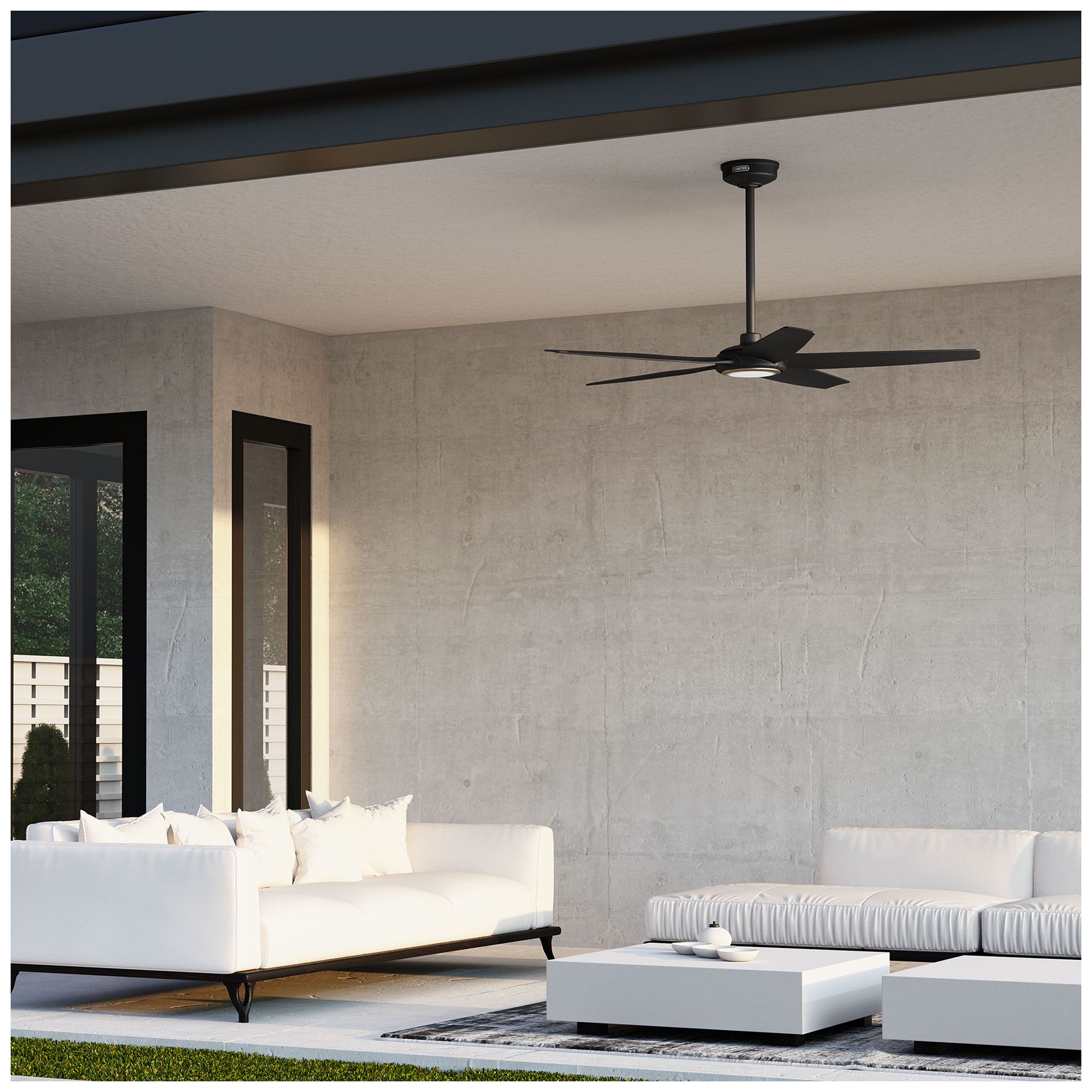 Hunter 52 inch 5 Blade Zentech Wi-Fi Matte Black Damp Rated Ceiling Fan