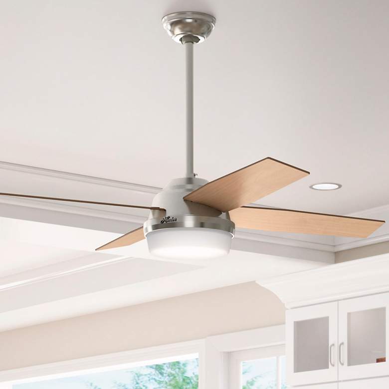 Image 1 Hunter 52" Dempsey Indoor Brushed Nickel LED Ceiling Fan with Remote