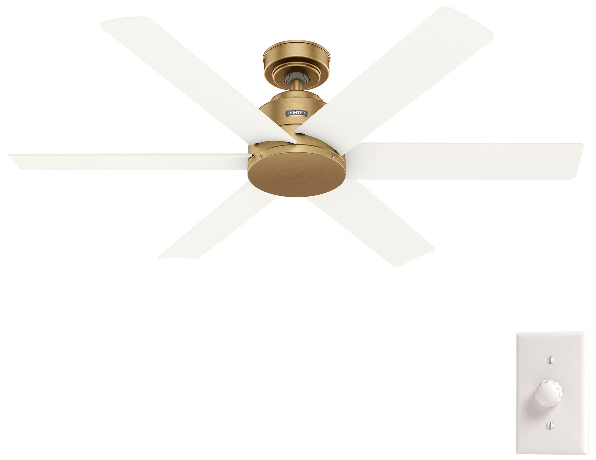 Thumbnail3 of Hunter 52 inch Kennicott Luxe Gold Damp Rated Ceiling Fan and Wall Control more views
