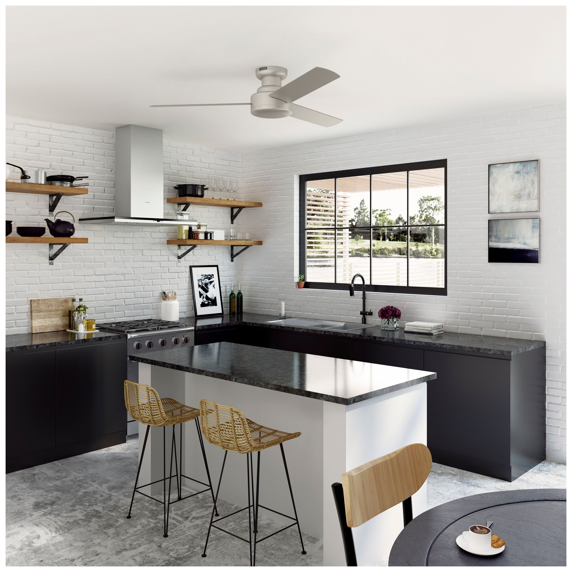 Image 2 Hunter 52 inch Presto Matte Nickel Low Profile Ceiling Fan and Wall Control more views