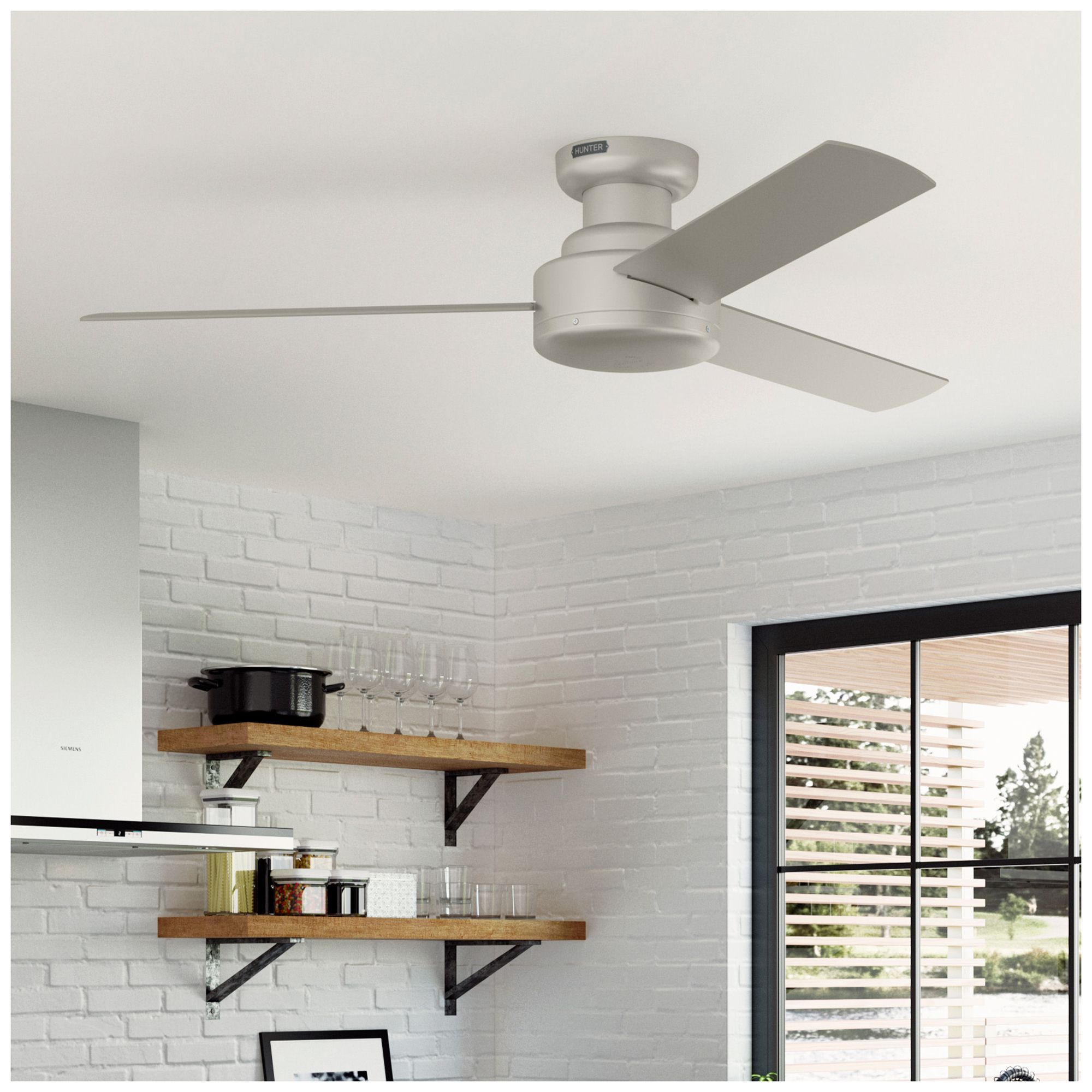 Image 6 Hunter 52 inch Presto Matte Nickel Low Profile Ceiling Fan and Wall Control more views