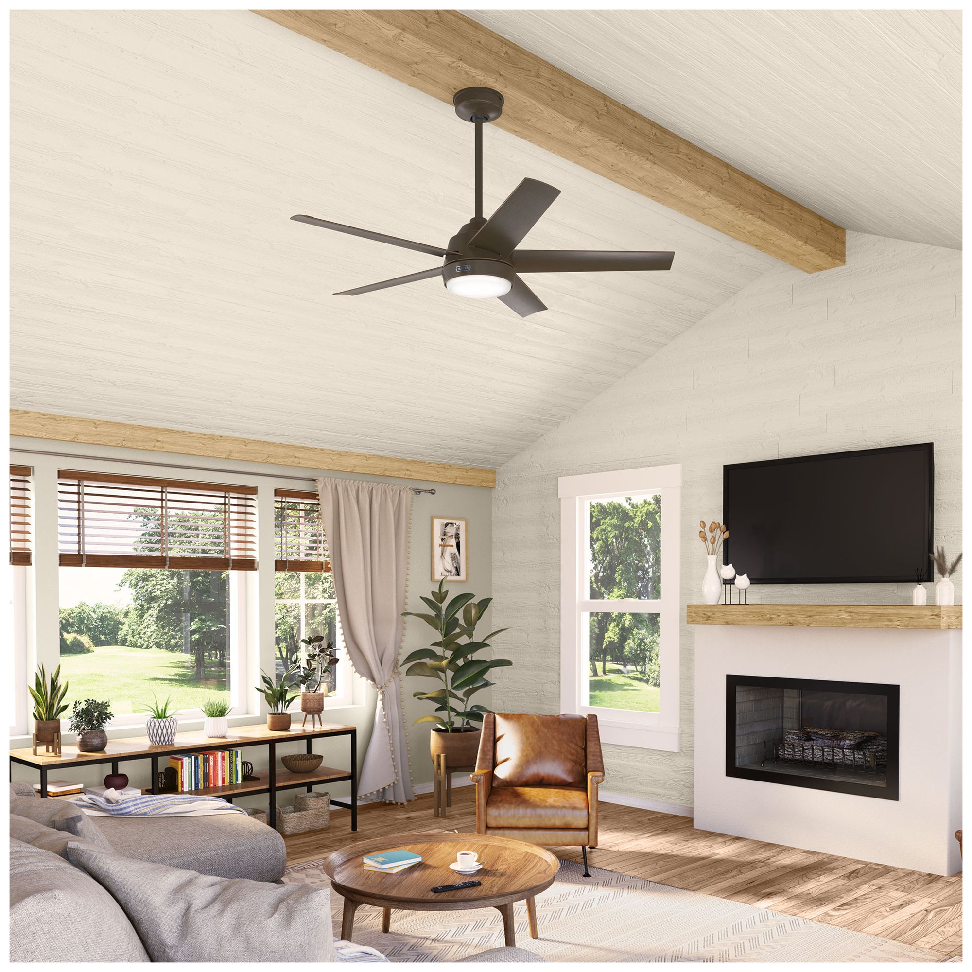Hunter 52 inch Skyflow Matte Bronze WeatherMax Indoor / Outdoor Ceiling Fan