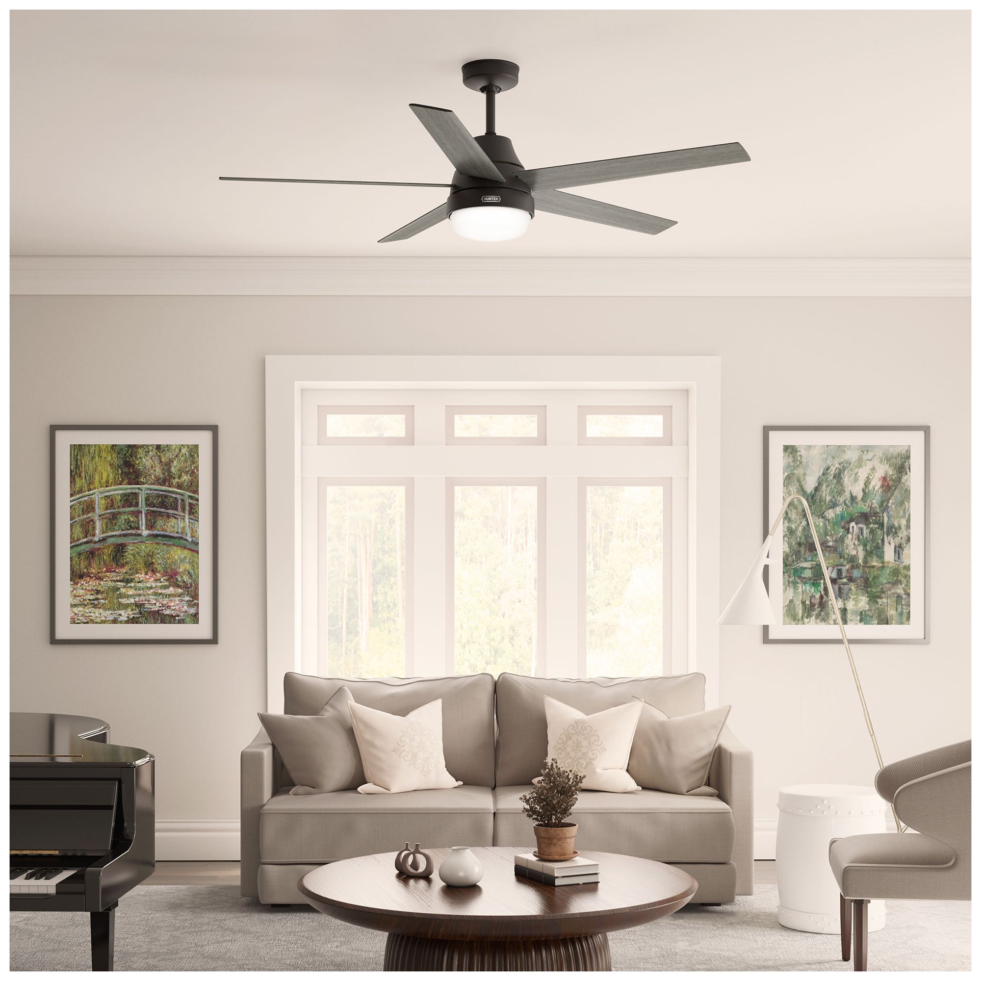 Image 5 Hunter 60" Aerodyne Wi-Fi Matte Black with Matte Black/Dark Gray Oak Blades more views