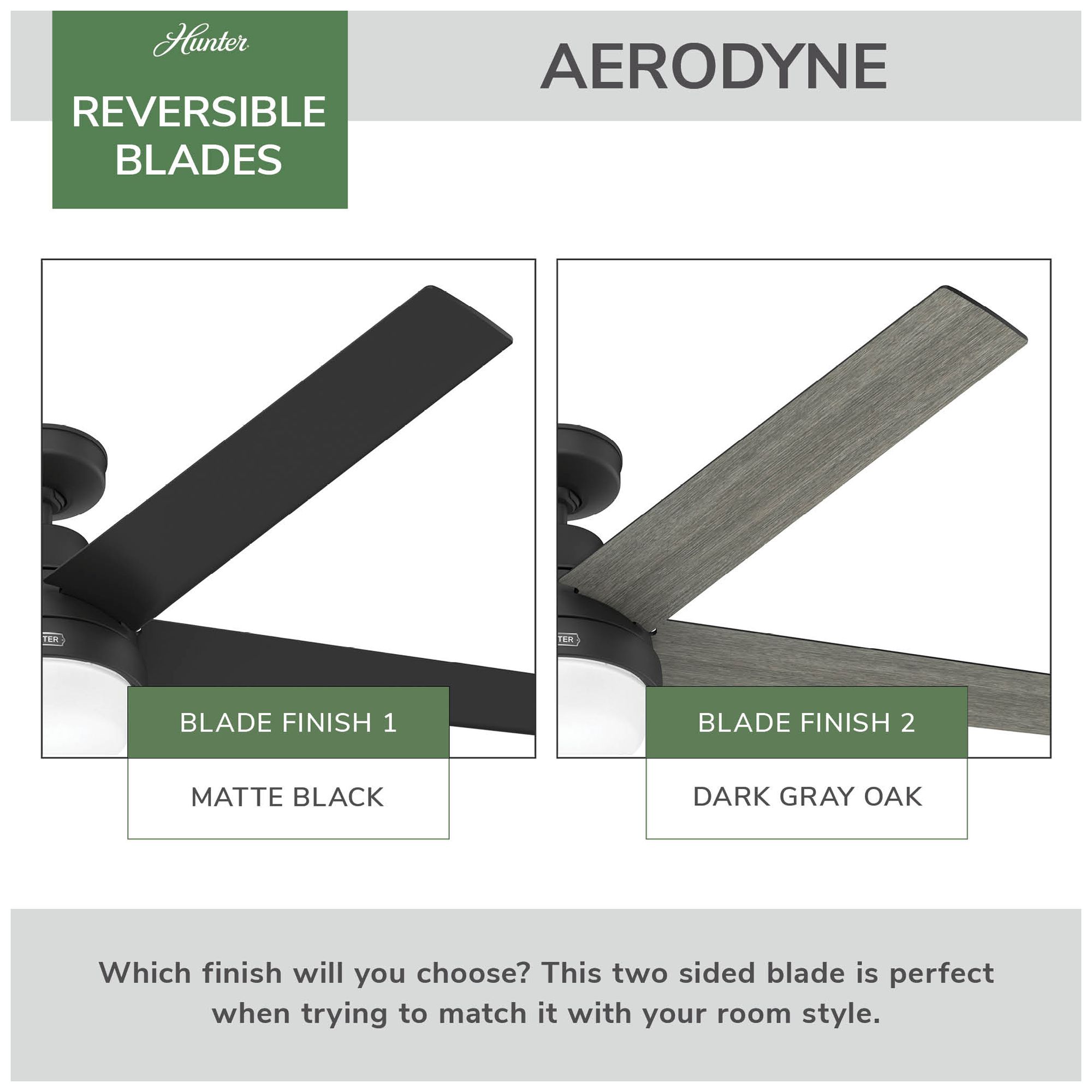 Hunter 60" Aerodyne Wi-Fi Matte Black with Matte Black/Dark Gray Oak Blades