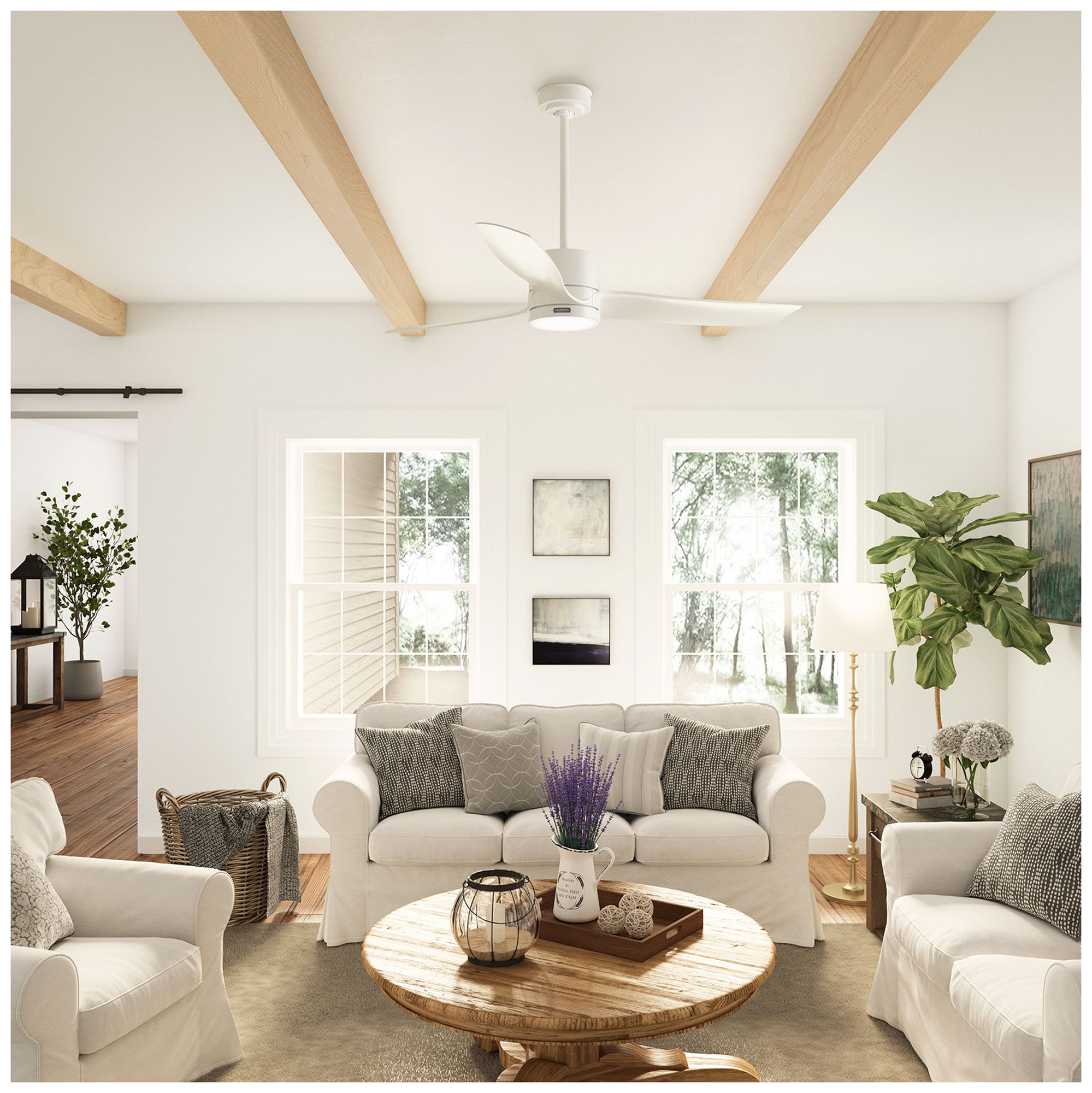 Image 5 Hunter 60" Bolsa Fresh White Fan with LED Light Kit and Handheld Remote more views
