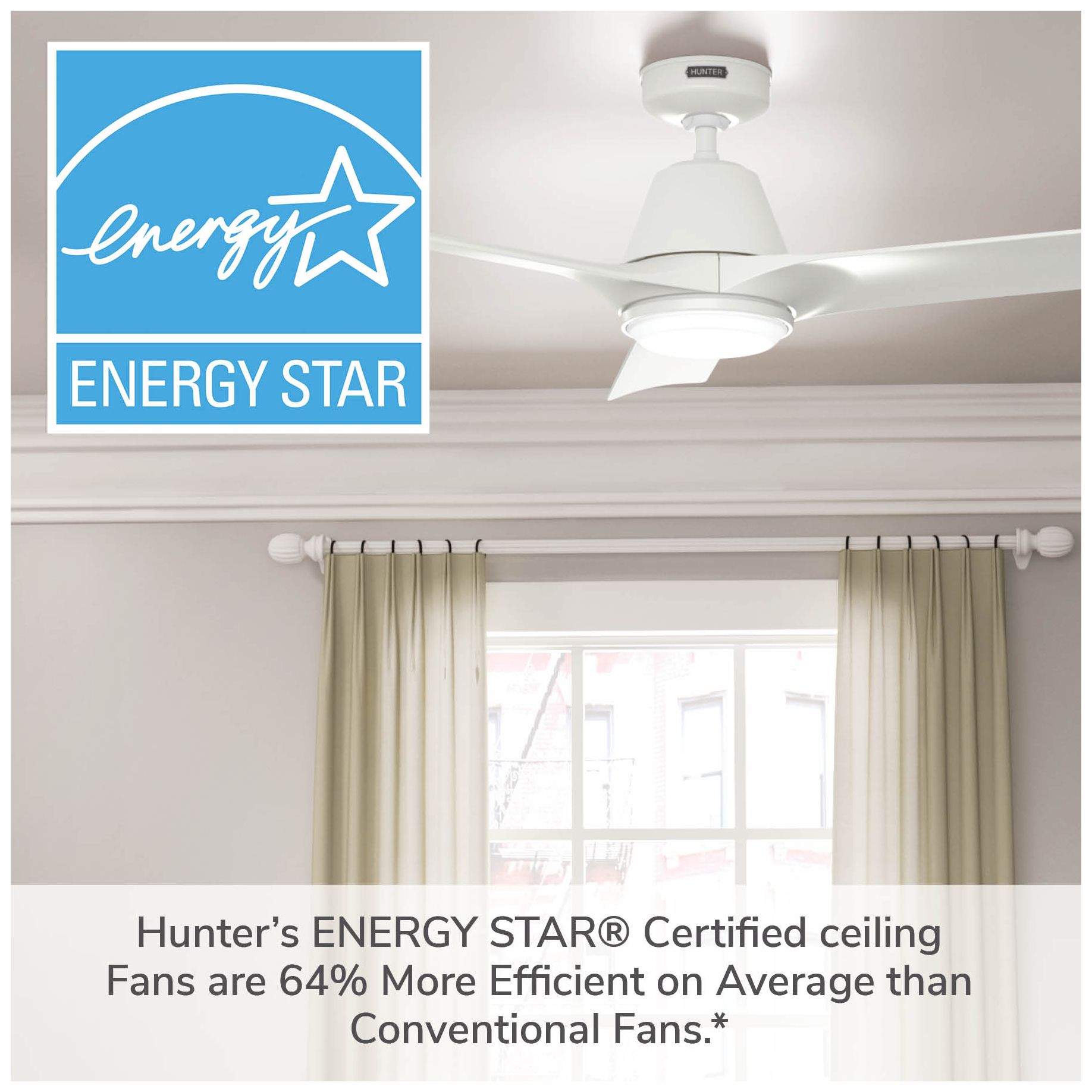 Hunter 60" Bolsa Fresh White Fan with LED Light Kit and Handheld Remote