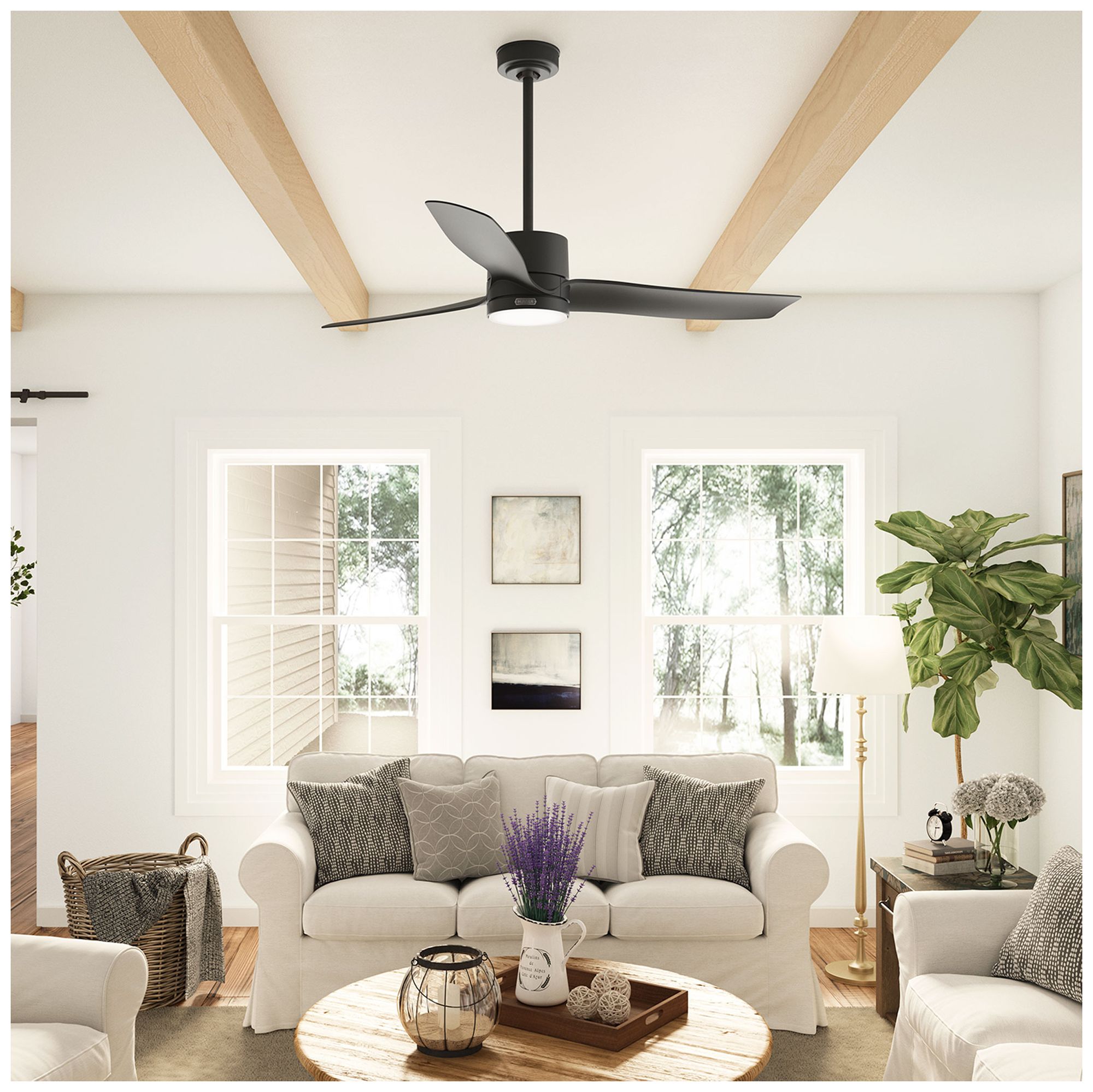 Image 5 Hunter 60" Bolsa Matte Black Fan with LED Light Kit and Handheld Remote more views
