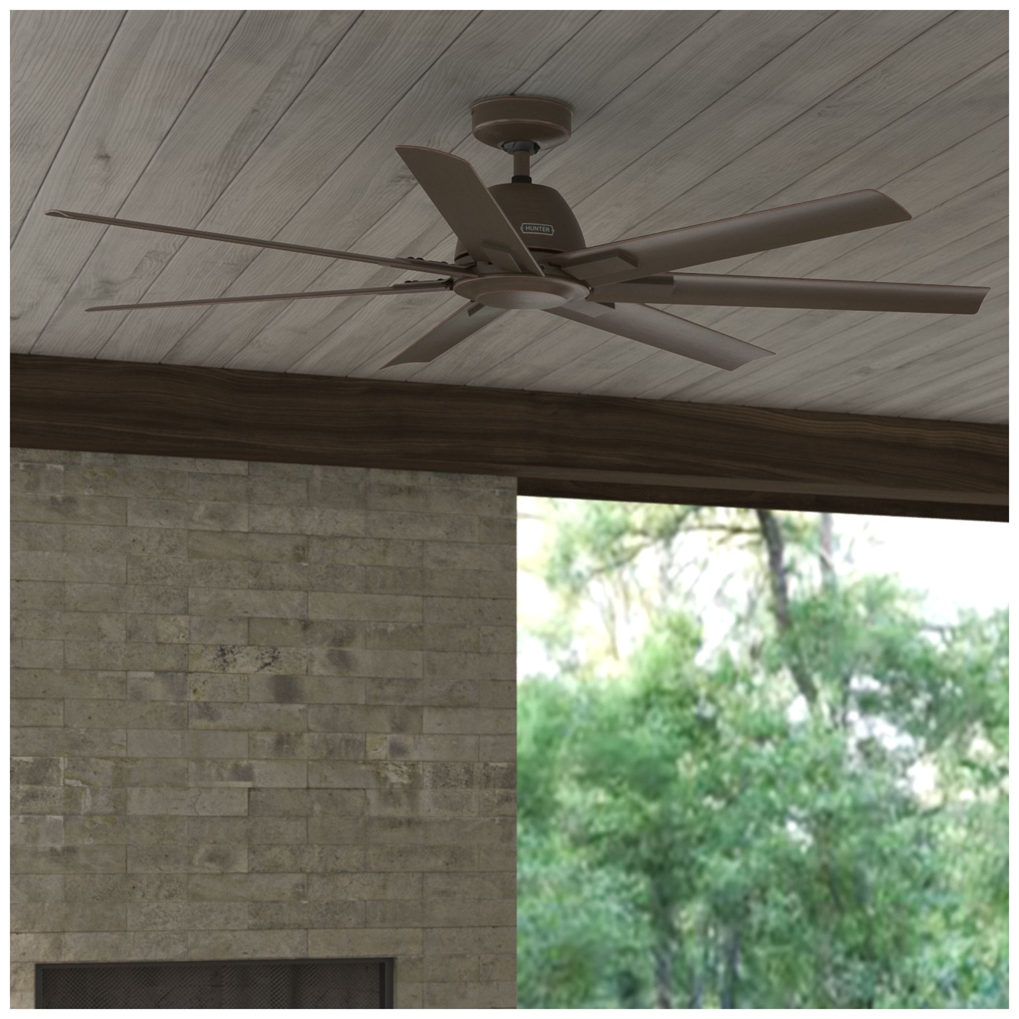 Hunter 60" Downtown ENERGY STAR Matte Bronze Damp Rated Ceiling Fan