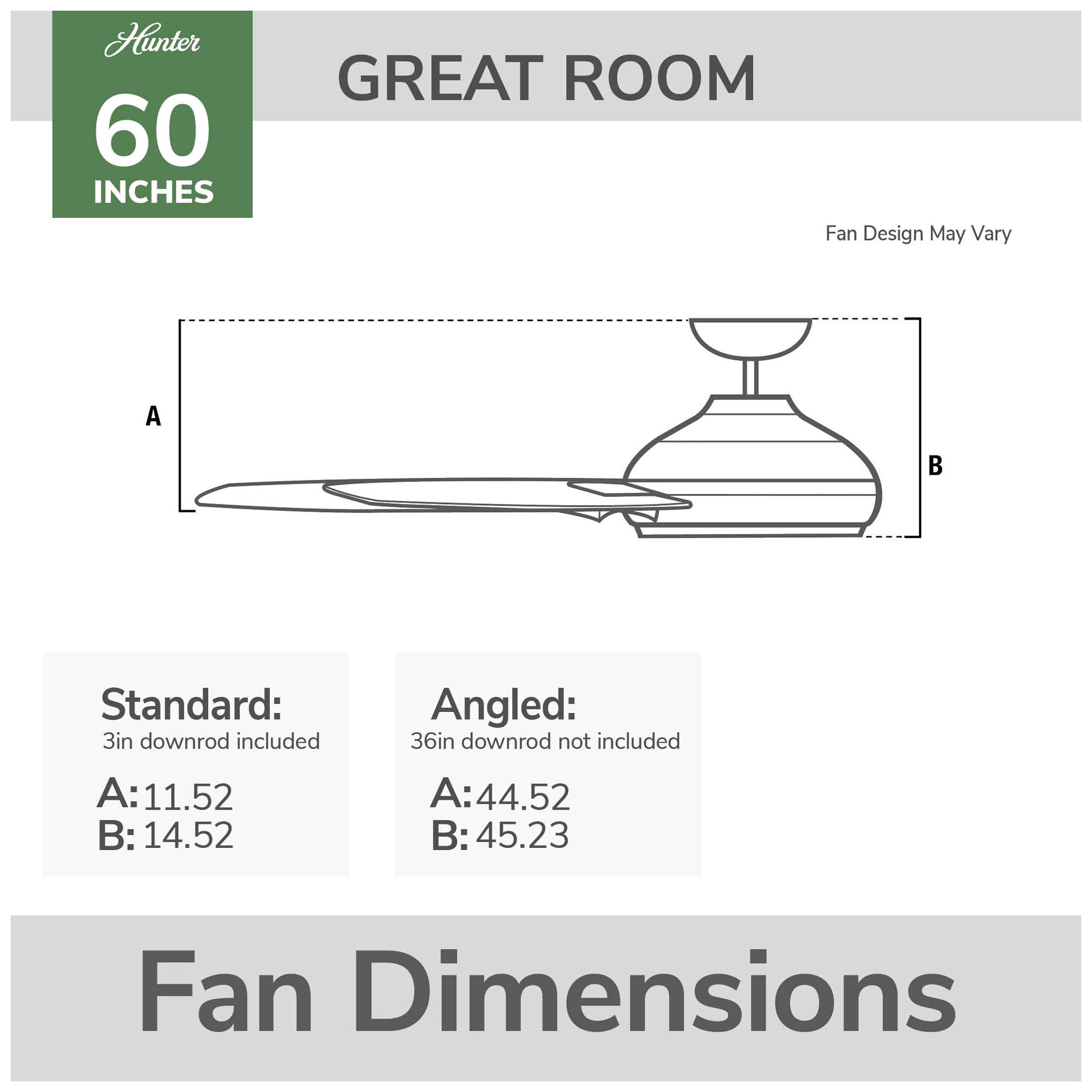 Hunter 60" Downtown ENERGY STAR Matte Bronze Damp Rated Ceiling Fan