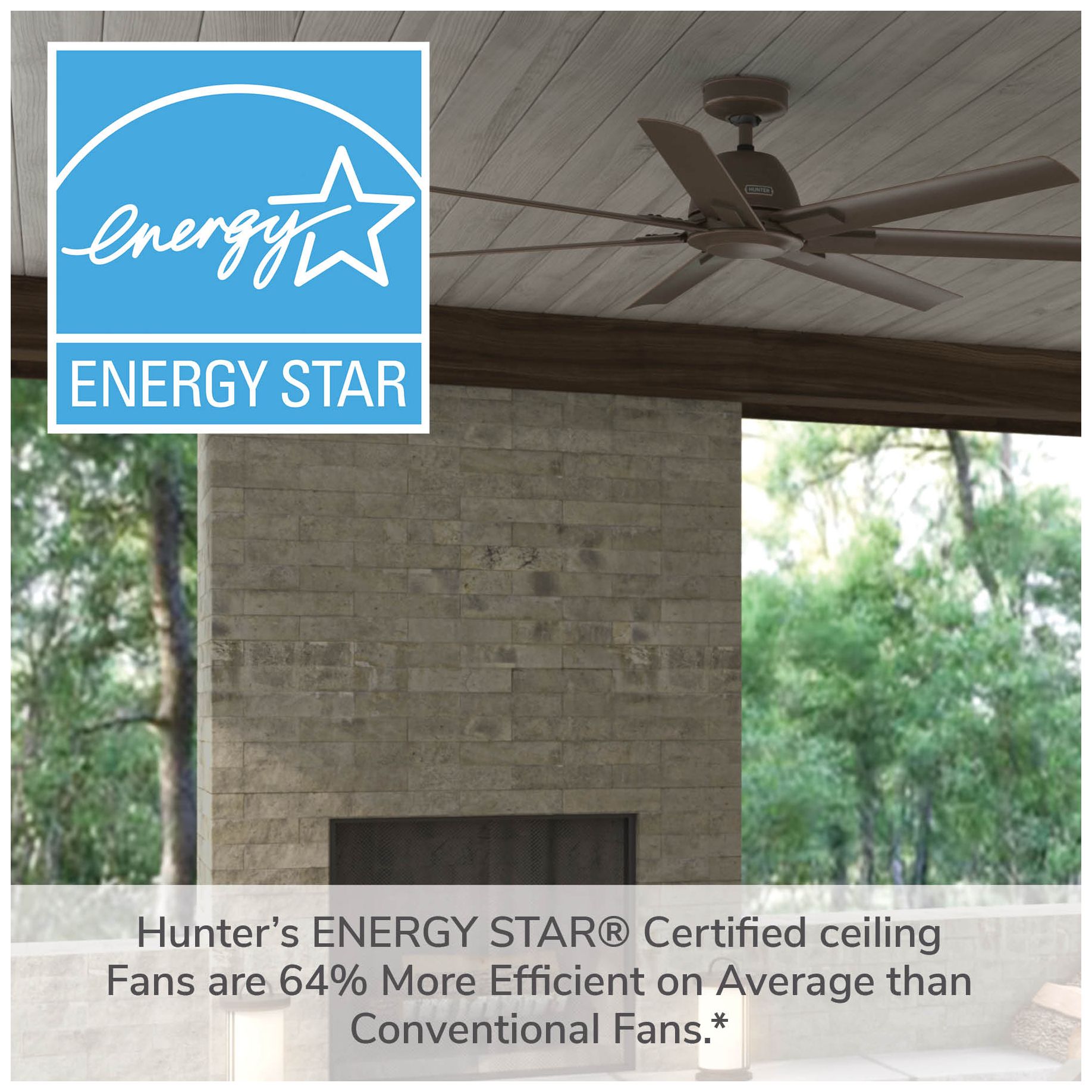 Hunter 60" Downtown ENERGY STAR Matte Bronze Damp Rated Ceiling Fan