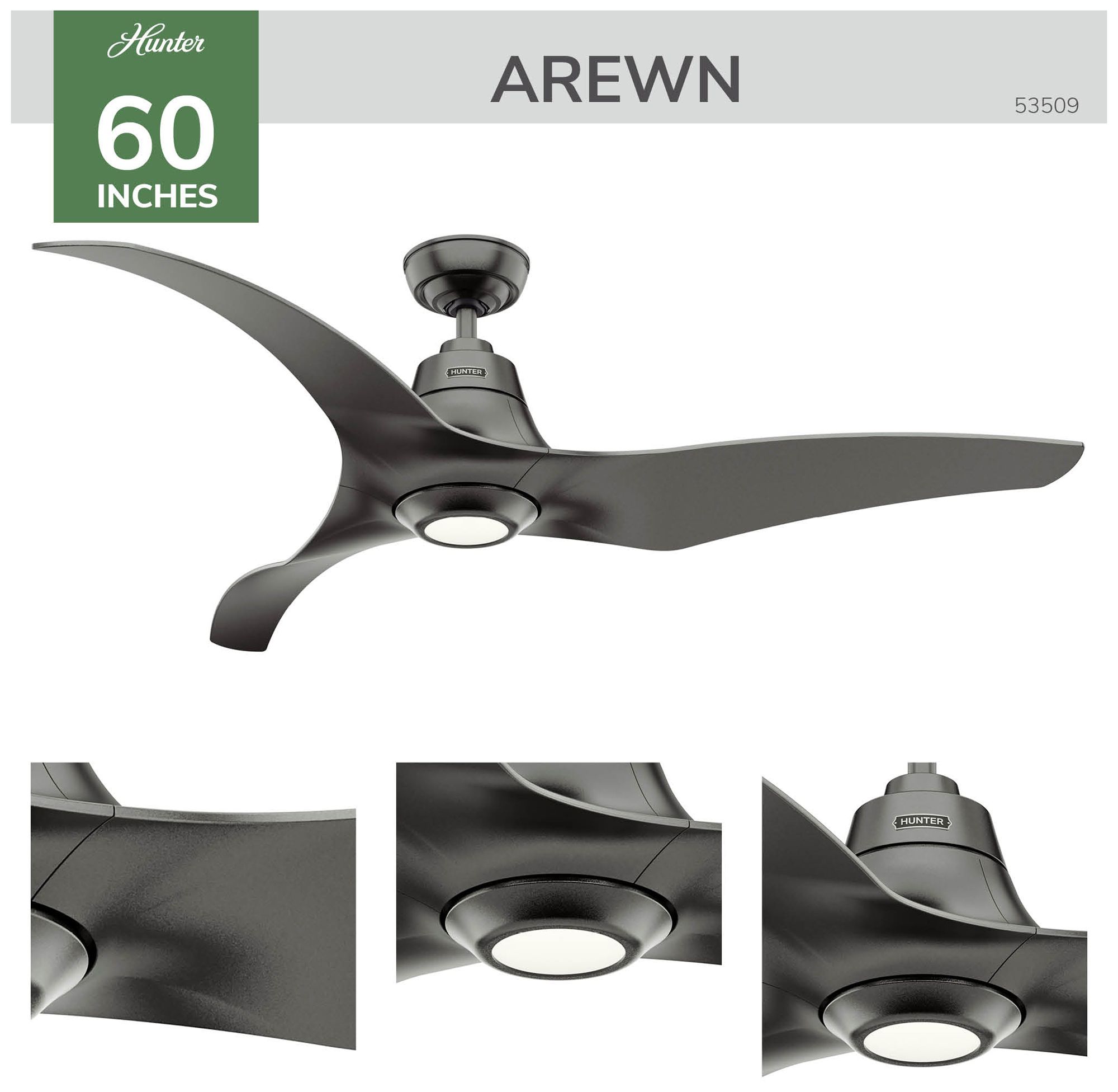 Image 4 Hunter 60 inch Arwen ENERGY STAR Granite Damp Rated Ceiling Fan more views