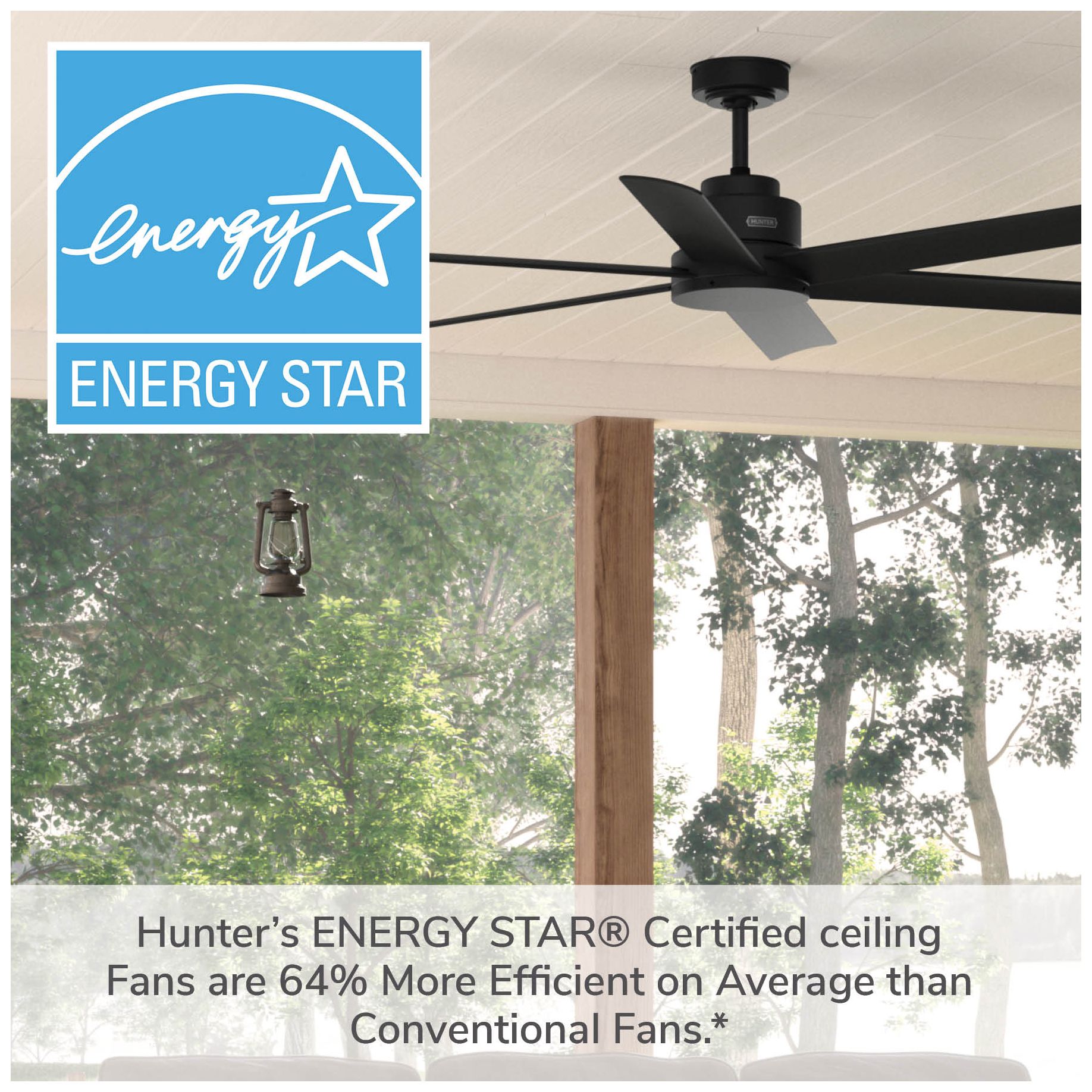 Hunter 60 inch Kennicott ENERGY STAR Matte Black Damp Rated Ceiling Fan