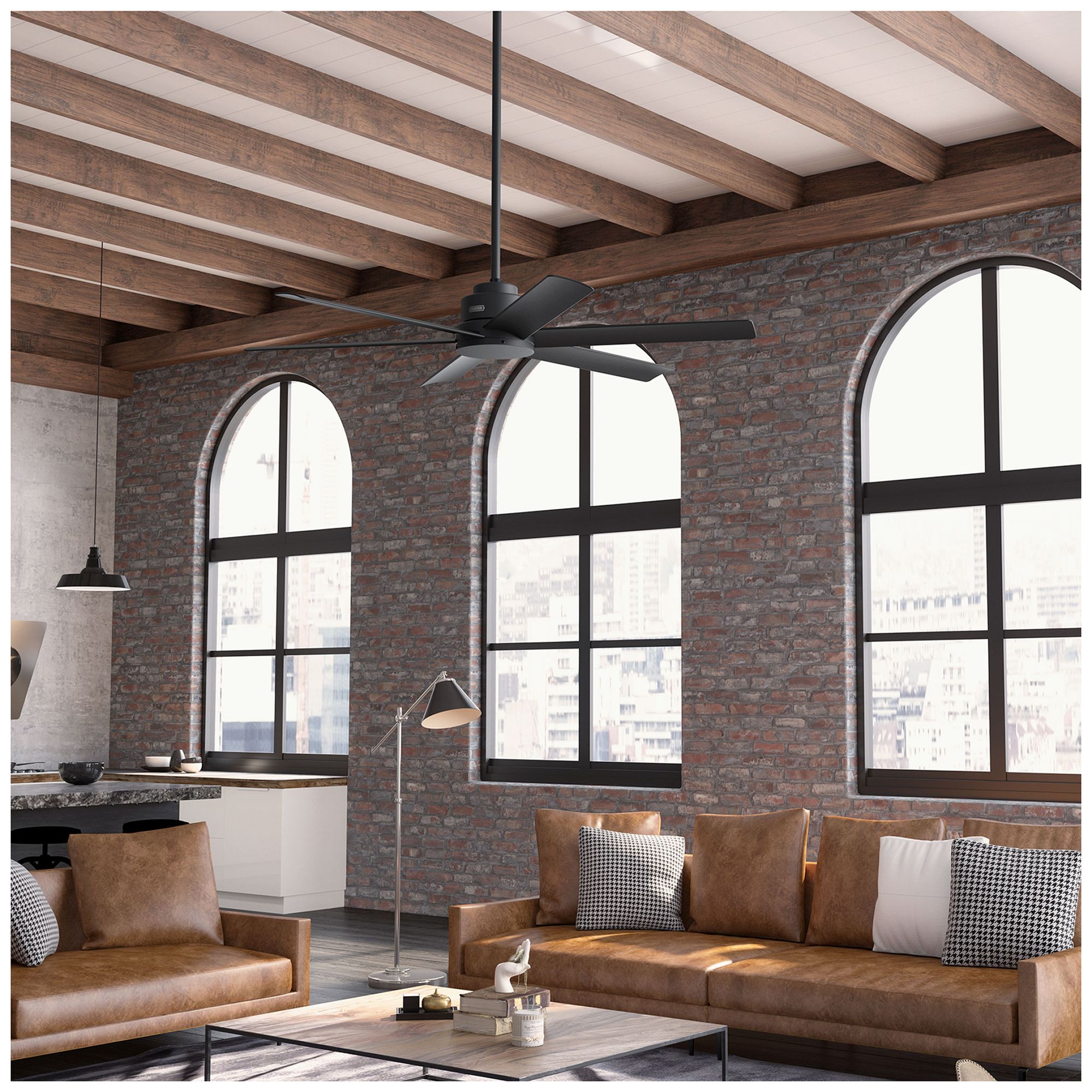 Hunter 60 inch Kennicott ENERGY STAR Matte Black Damp Rated Ceiling Fan