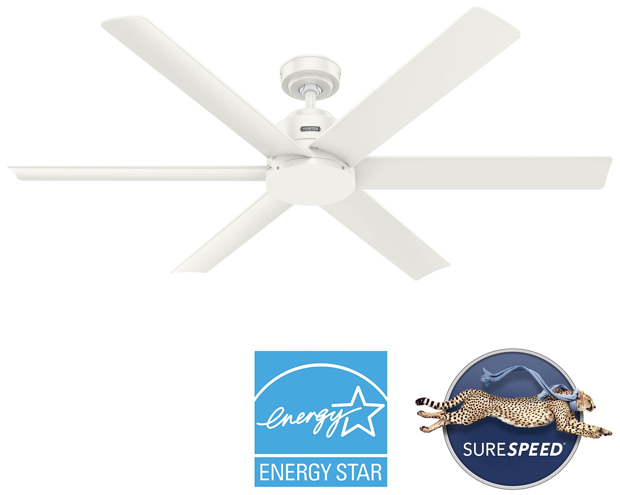 Image 3 Hunter 60" Kennicott ENERGY STARA Fresh White Damp Rated Fan with Remote more views