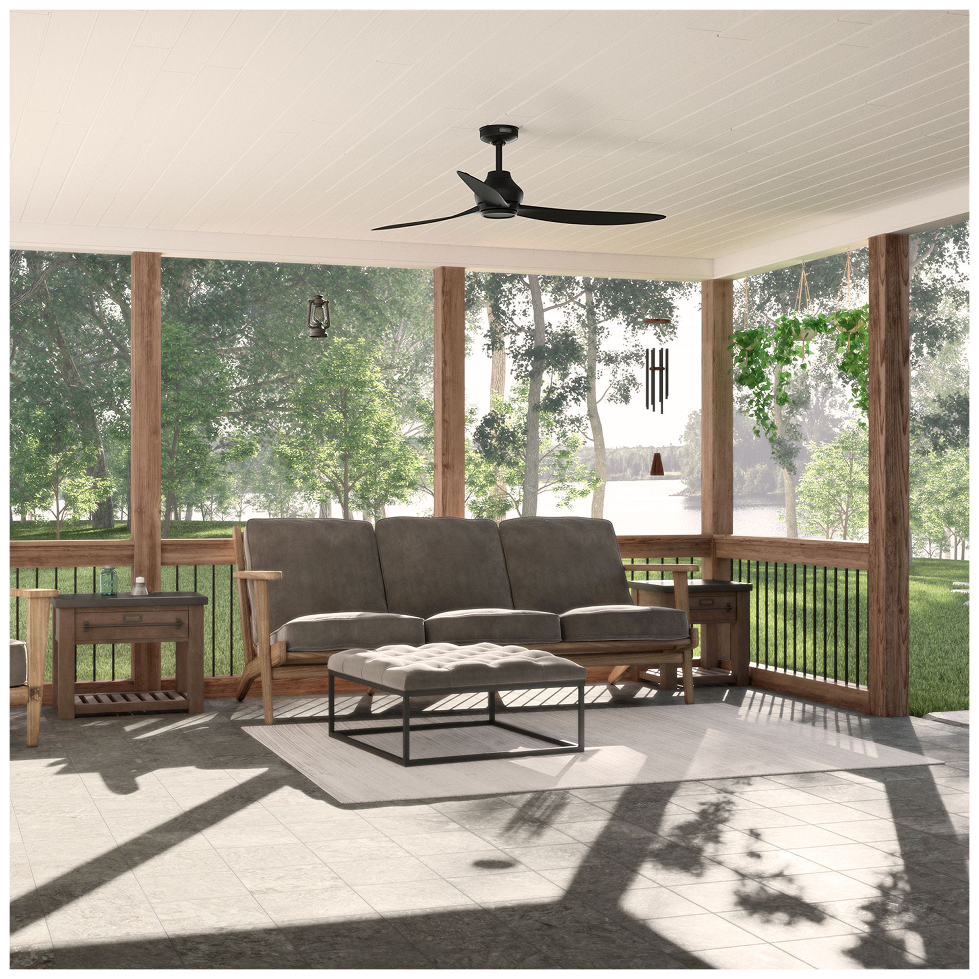 Image 5 Hunter 60" Mazzini Matte Black Damp Rated Ceiling Fan and Handheld Remote more views