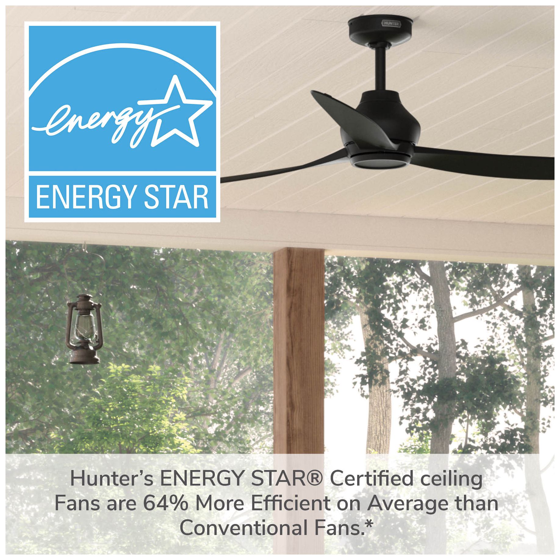 Hunter 60" Mazzini Matte Black Damp Rated Ceiling Fan and Handheld Remote