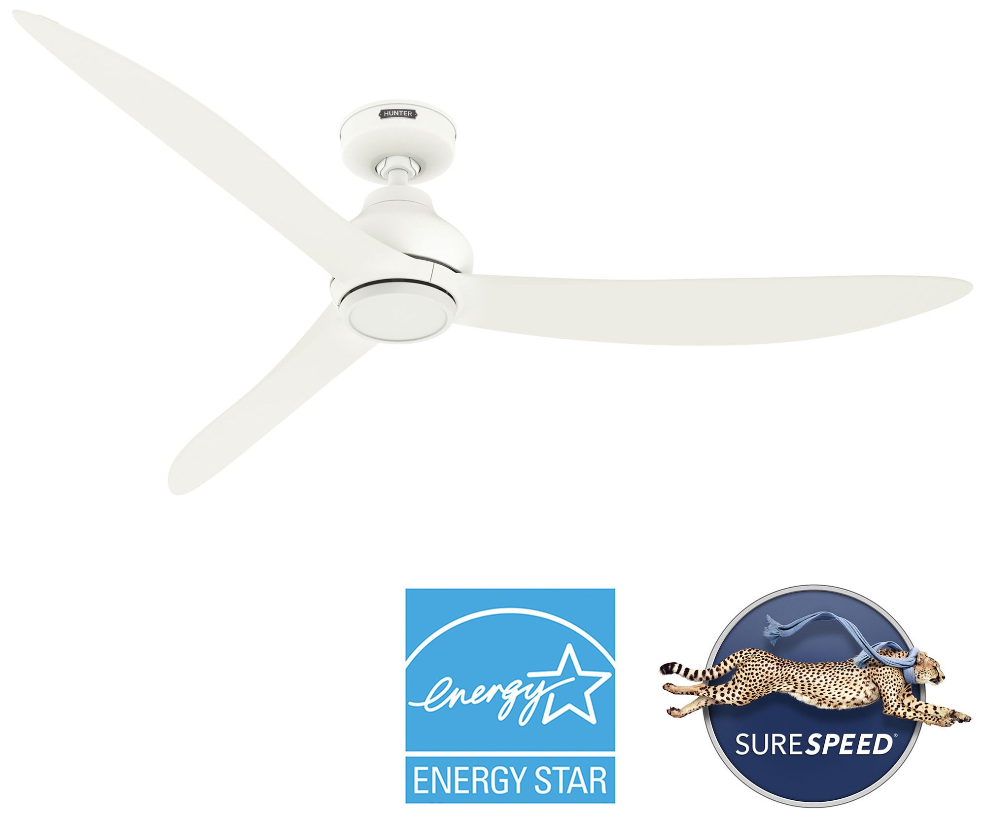 Image 3 Hunter 60" Mazzini Matte White Damp Rated Ceiling Fan and Handheld Remote more views
