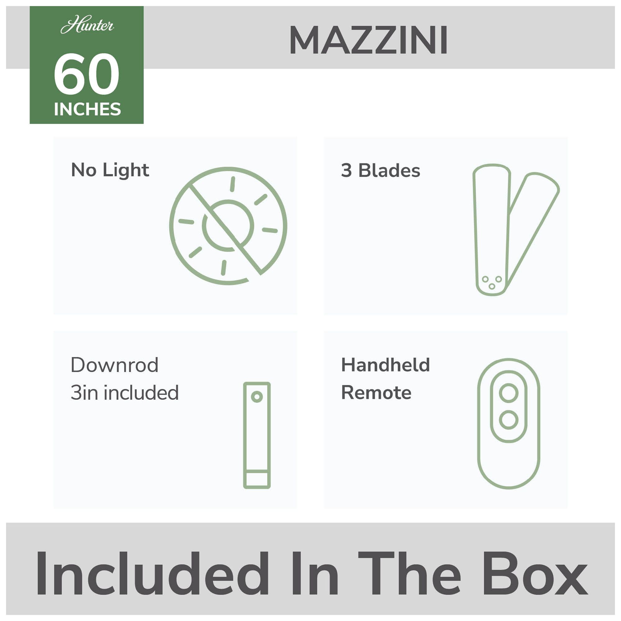 Hunter 60" Mazzini Matte White Damp Rated Ceiling Fan and Handheld Remote