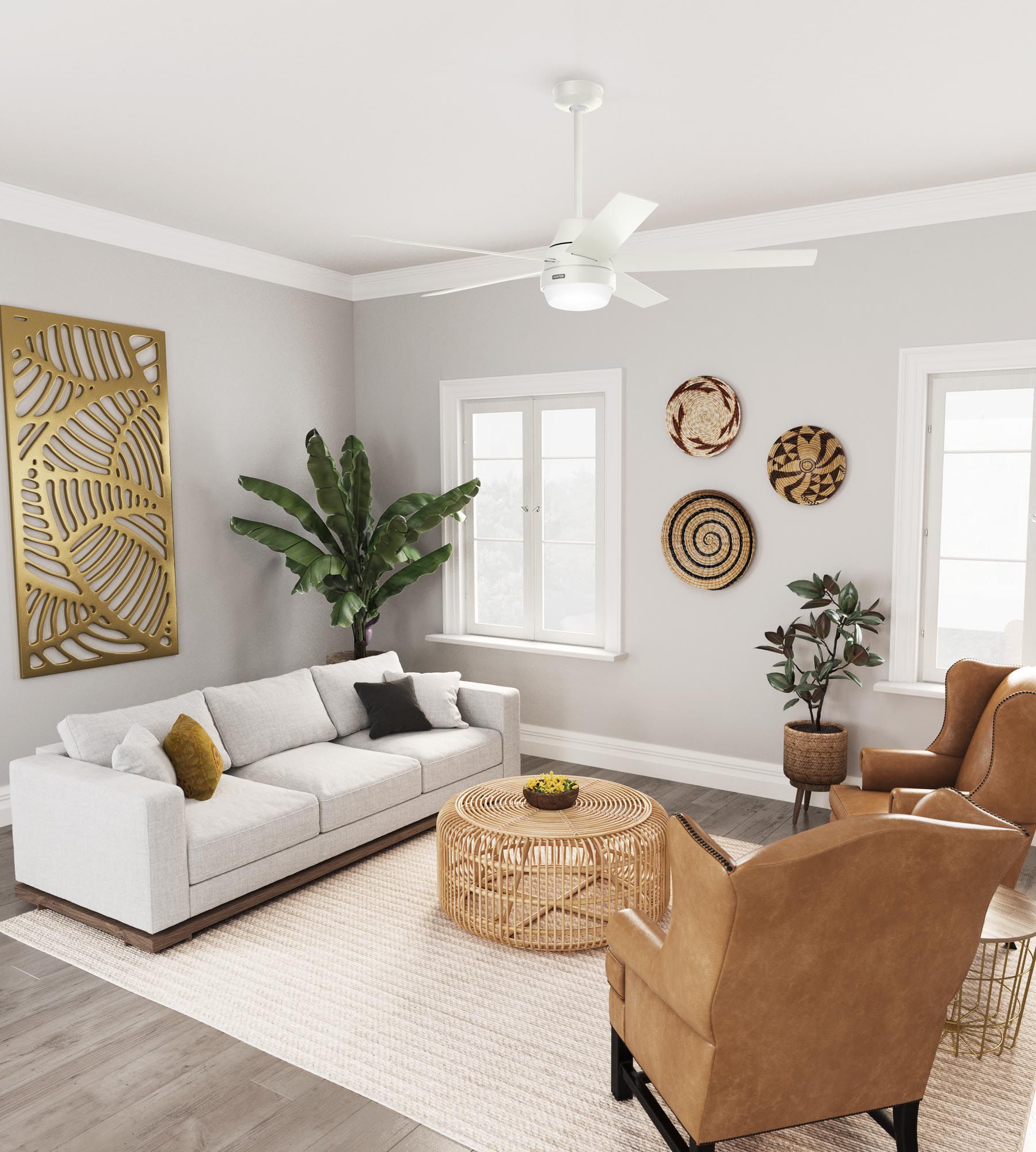 Hunter Aerodyne LED 60 in Fresh White ENERGY STAR Indoor Fan