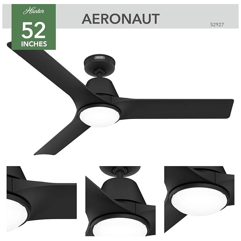 Image 6 Hunter Aeronaut LED 52 in Matte Black ENERGY STAR Outdoor Fan more views