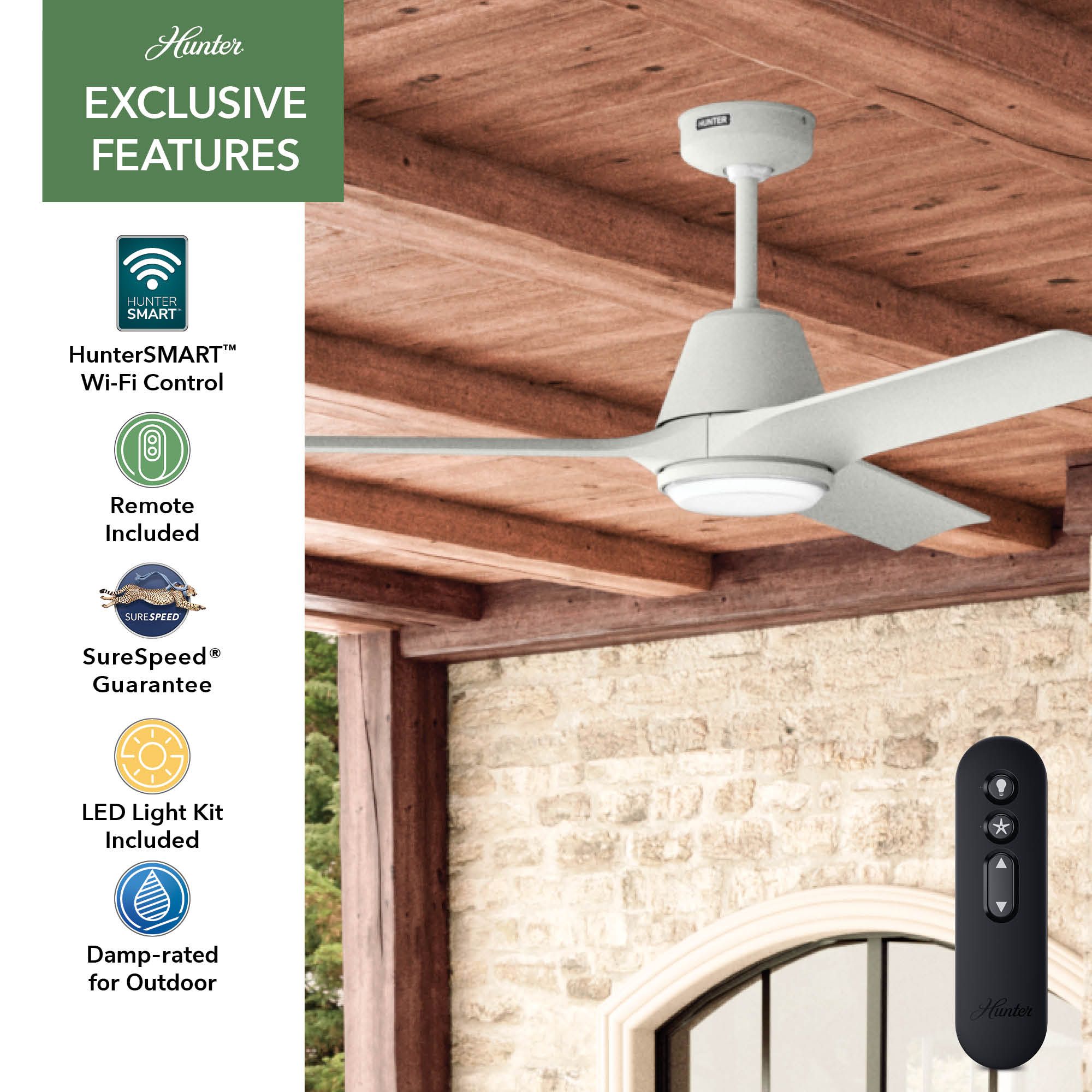 Hunter Aeronaut LED 52 in Matte White ENERGY STAR Outdoor Fan