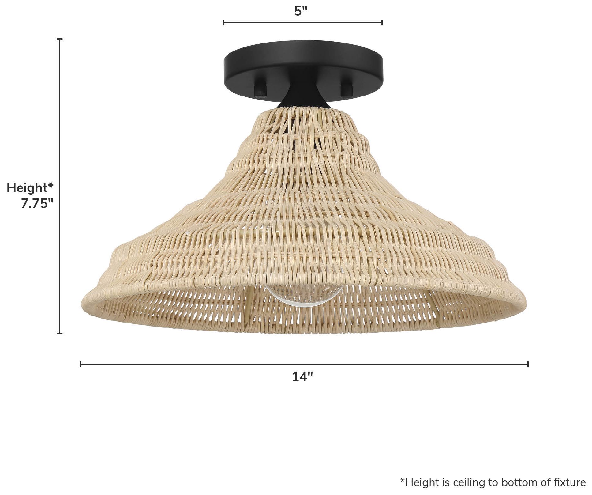 Image 6 Hunter Agoura Matte Black 1 Light Medium Flush Mount Ceiling Light Fixture more views