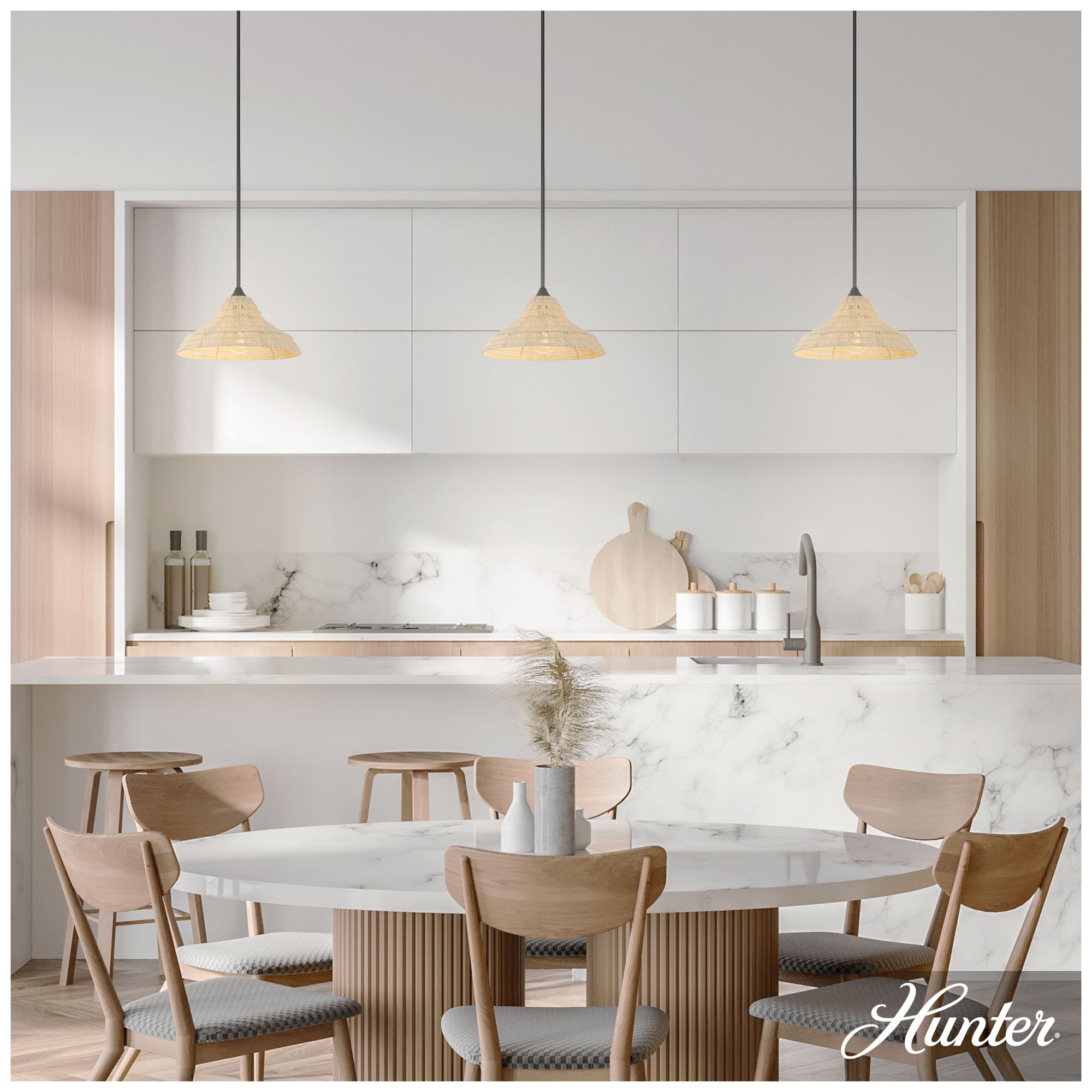 Image 3 Hunter Agoura Matte Black 1 Light Medium Pendant Ceiling Light Fixture more views