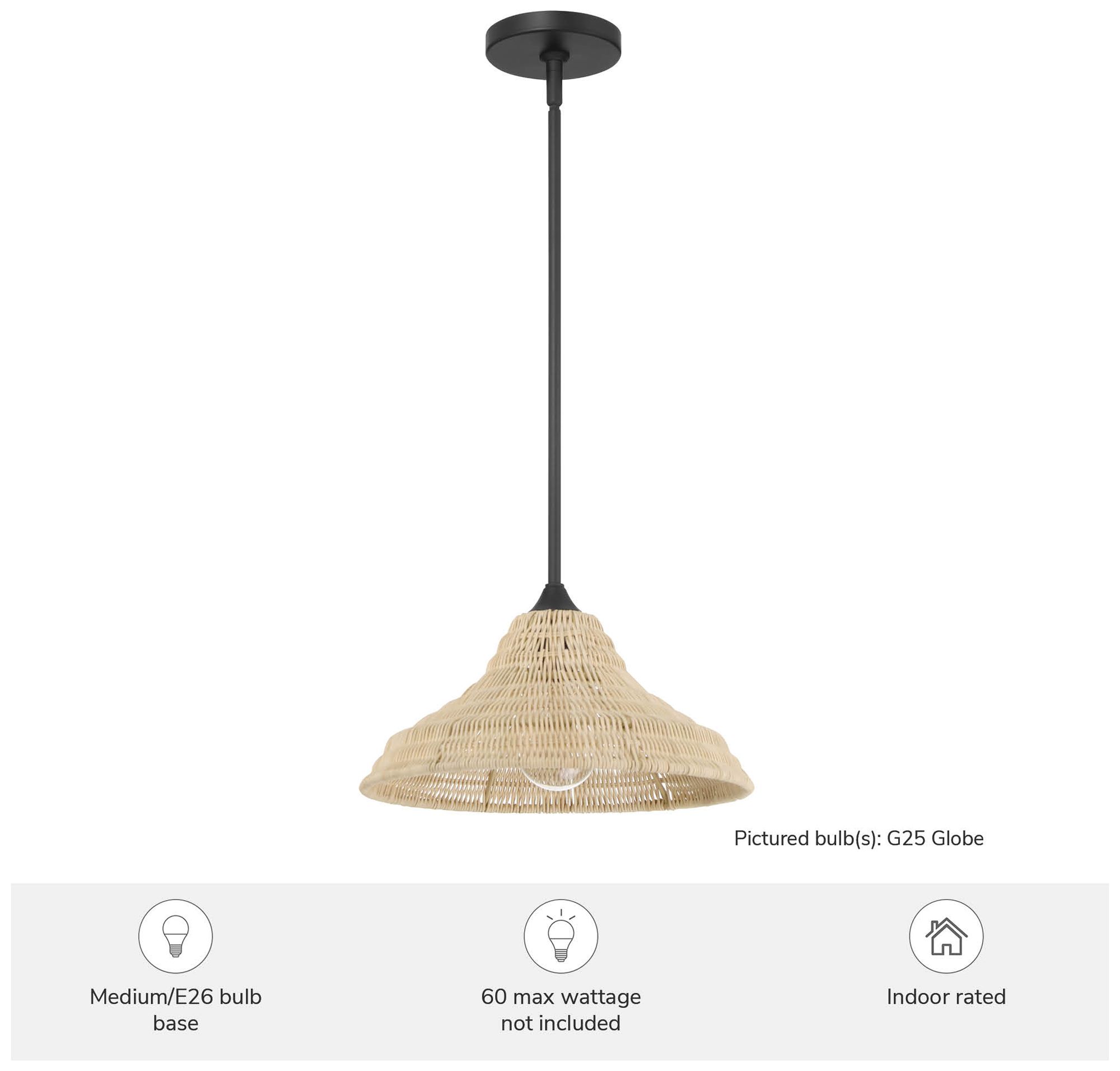 Image 5 Hunter Agoura Matte Black 1 Light Medium Pendant Ceiling Light Fixture more views