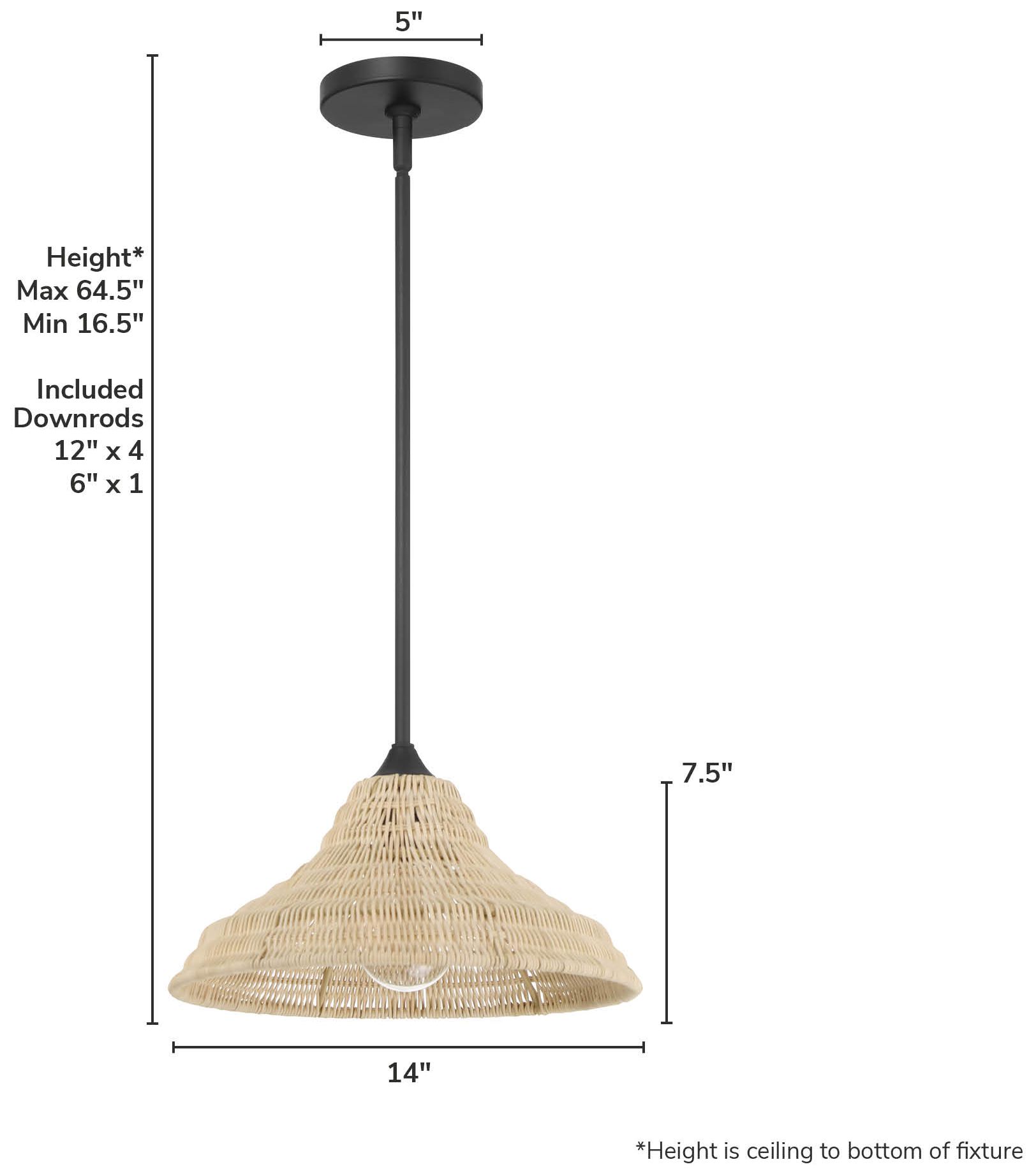 Image 6 Hunter Agoura Matte Black 1 Light Medium Pendant Ceiling Light Fixture more views