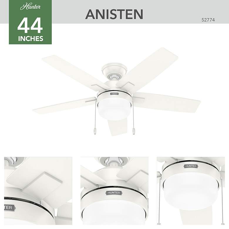 Image 5 Hunter Anisten LED 44 in Fresh White ENERGY STAR Indoor Fan more views