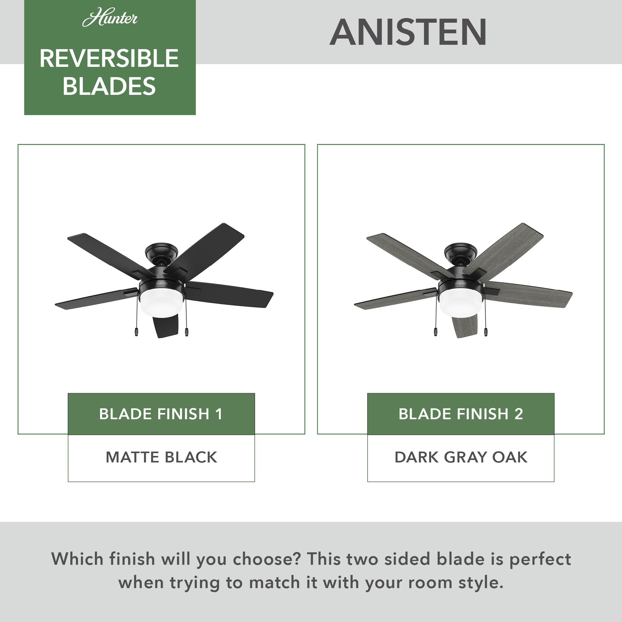 Hunter Anisten LED 44 in Matte Black ENERGY STAR Indoor Fan