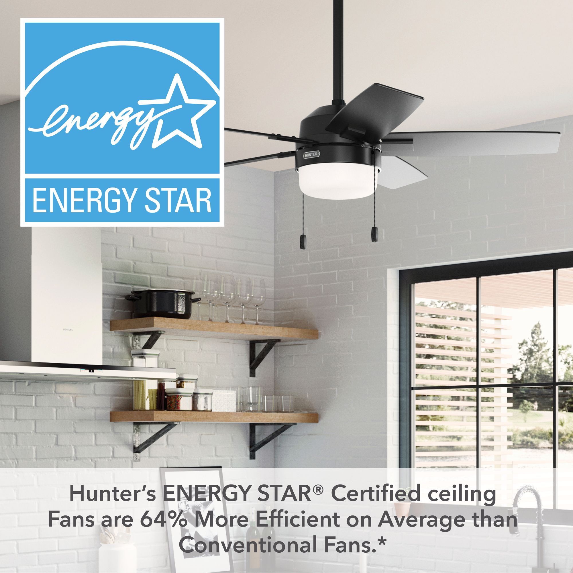 Hunter Anisten LED 44 in Matte Black ENERGY STAR Indoor Fan
